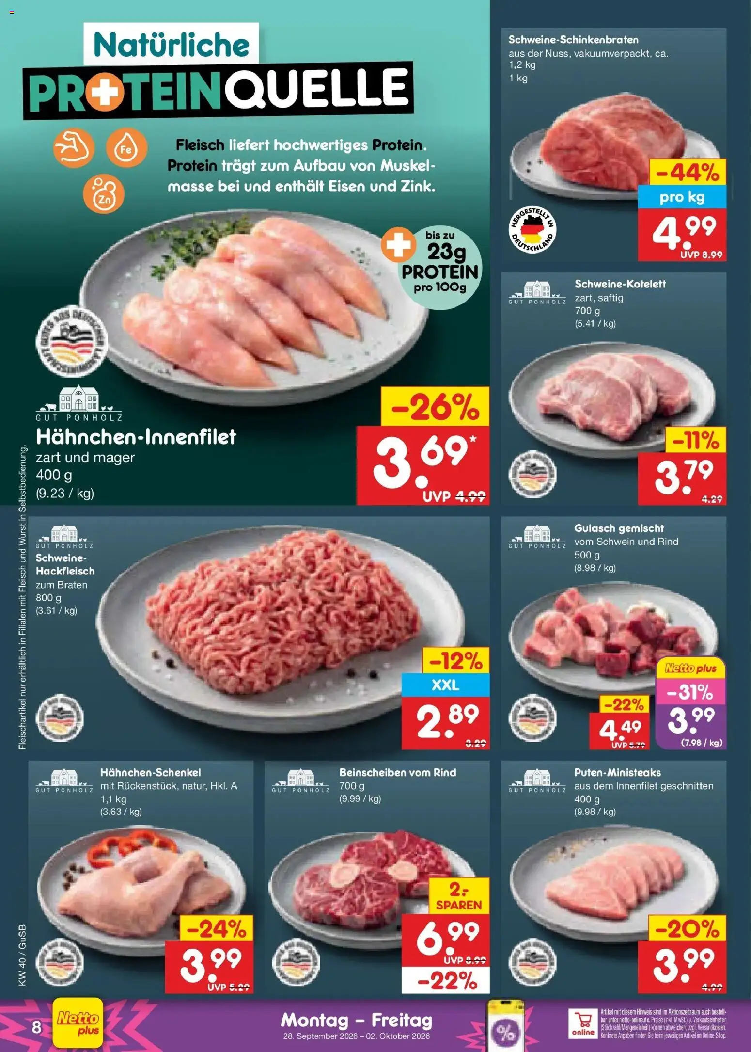 Netto Marken-Discount Prospekt Machern – gültig ab 28.09.2026 | Seite: 10 | Produkte: Gulasch, Wurst, Fleisch, Hackfleisch