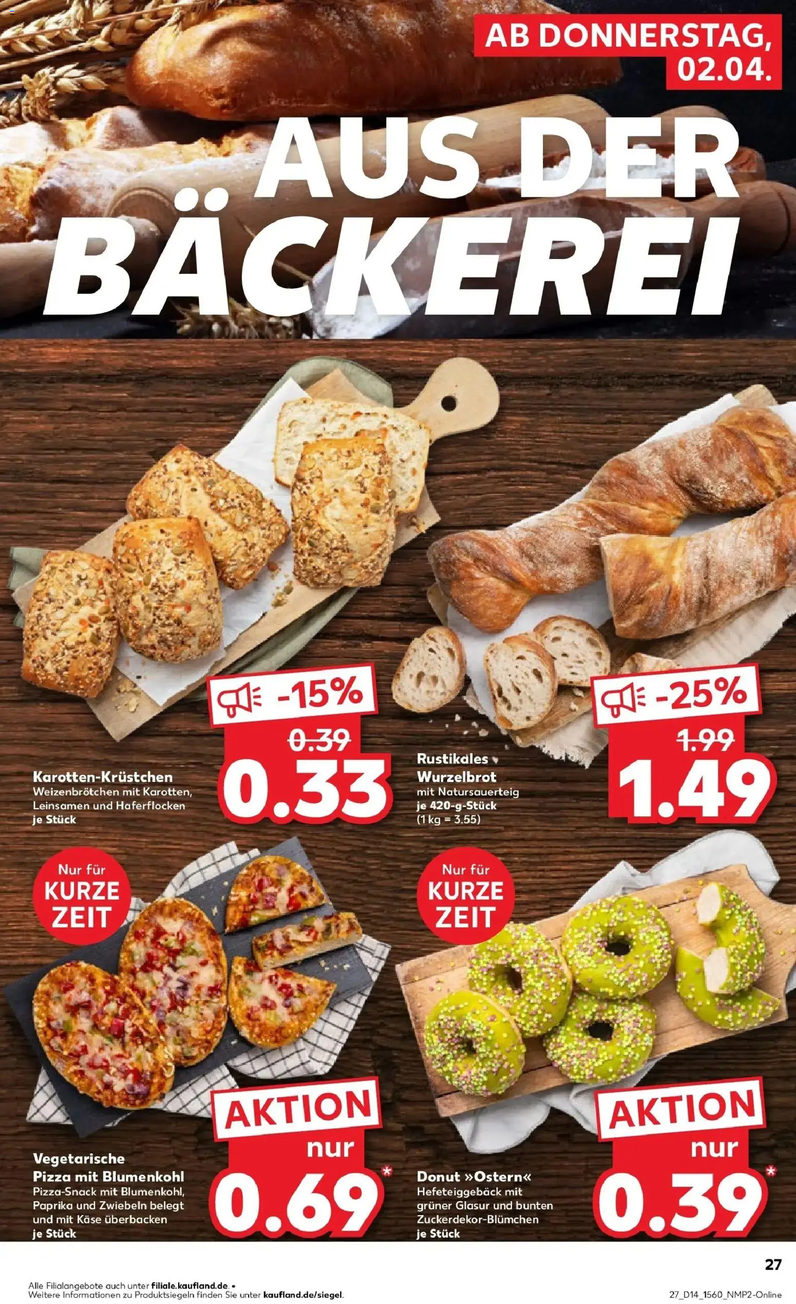 Kaufland Prospekt Flensburg	 – gültig ab 02.04.2026 | Seite: 27 | Produkte: Bäckerei, Käse, Paprika, Blumenkohl