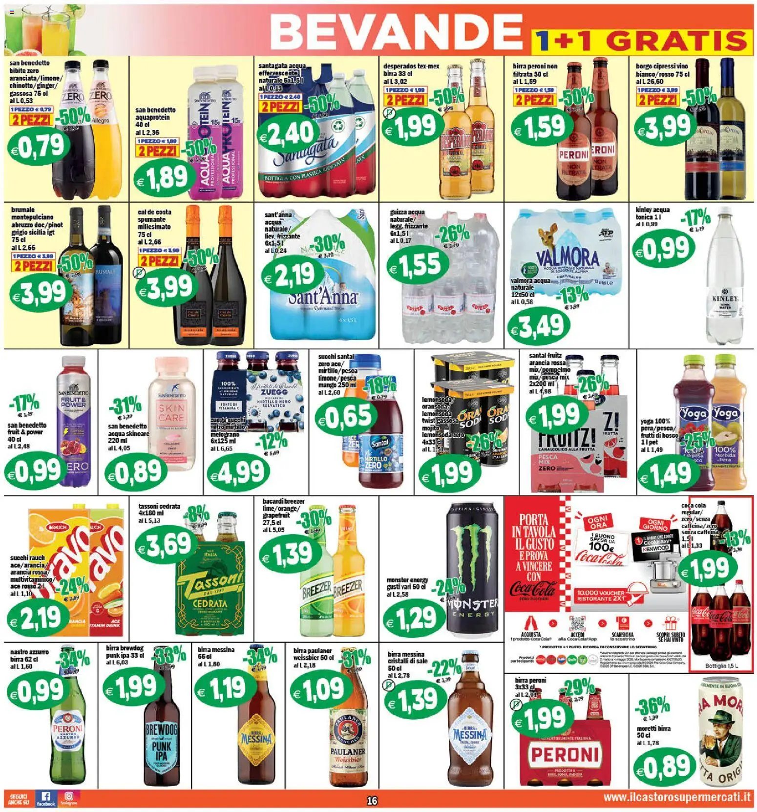 Volantino Il Castoro del 29.04.2026 | Pagina: 16 | Prodotti: Birra, Bibite, Birra messina, Bottiglia