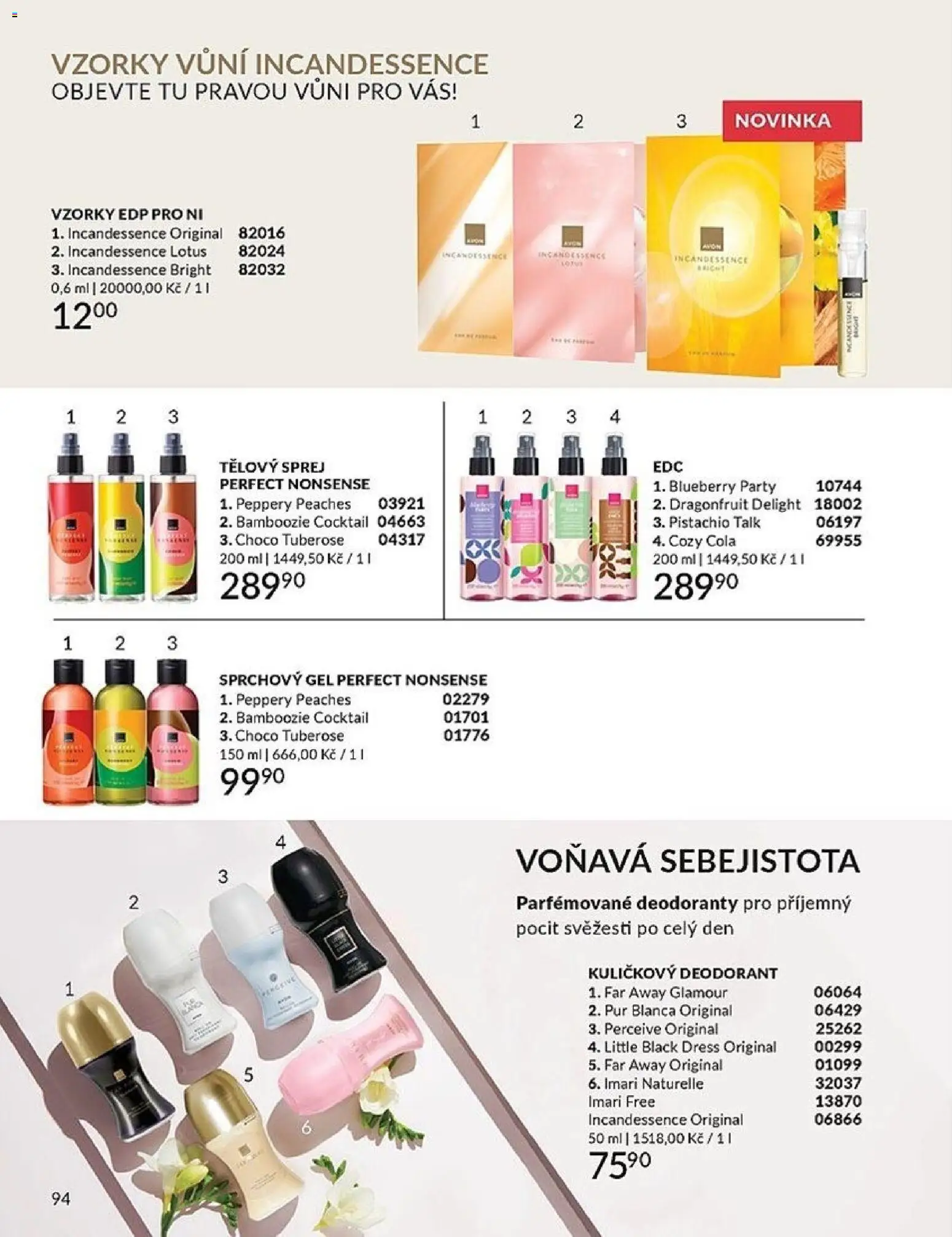 Avon Katalog 04/2026 od 01.04.2026 | Strana: 94 | Produkty: Sprchový gel, Deodorant, Lotus, Cola