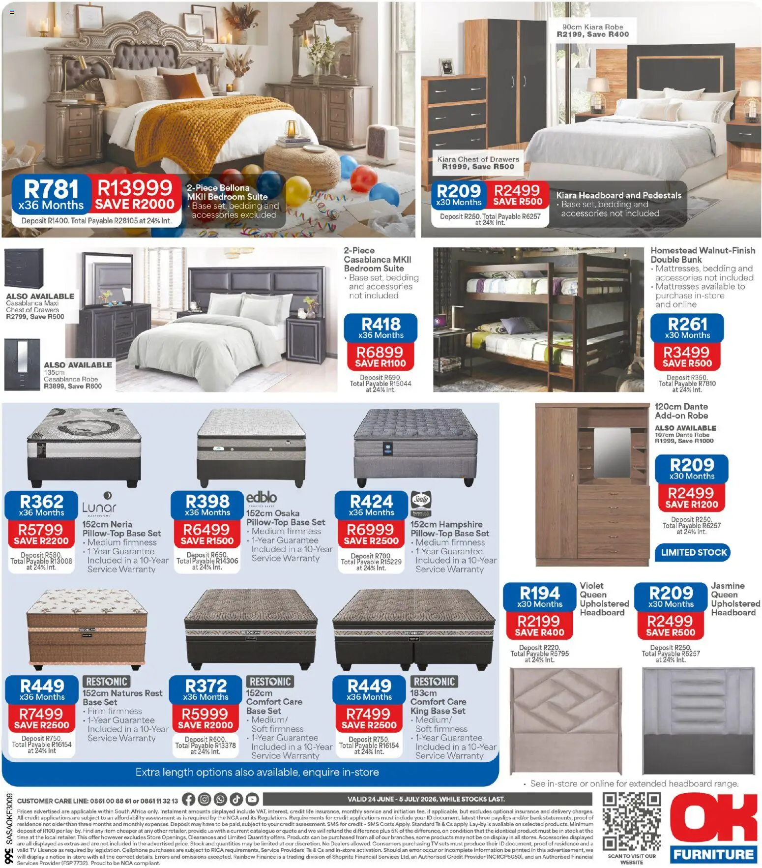 New OK Furniture catalogue – valid from 24/06/2026 | Page: 8 | Products: Headboard, TV, Double bunk, Stock