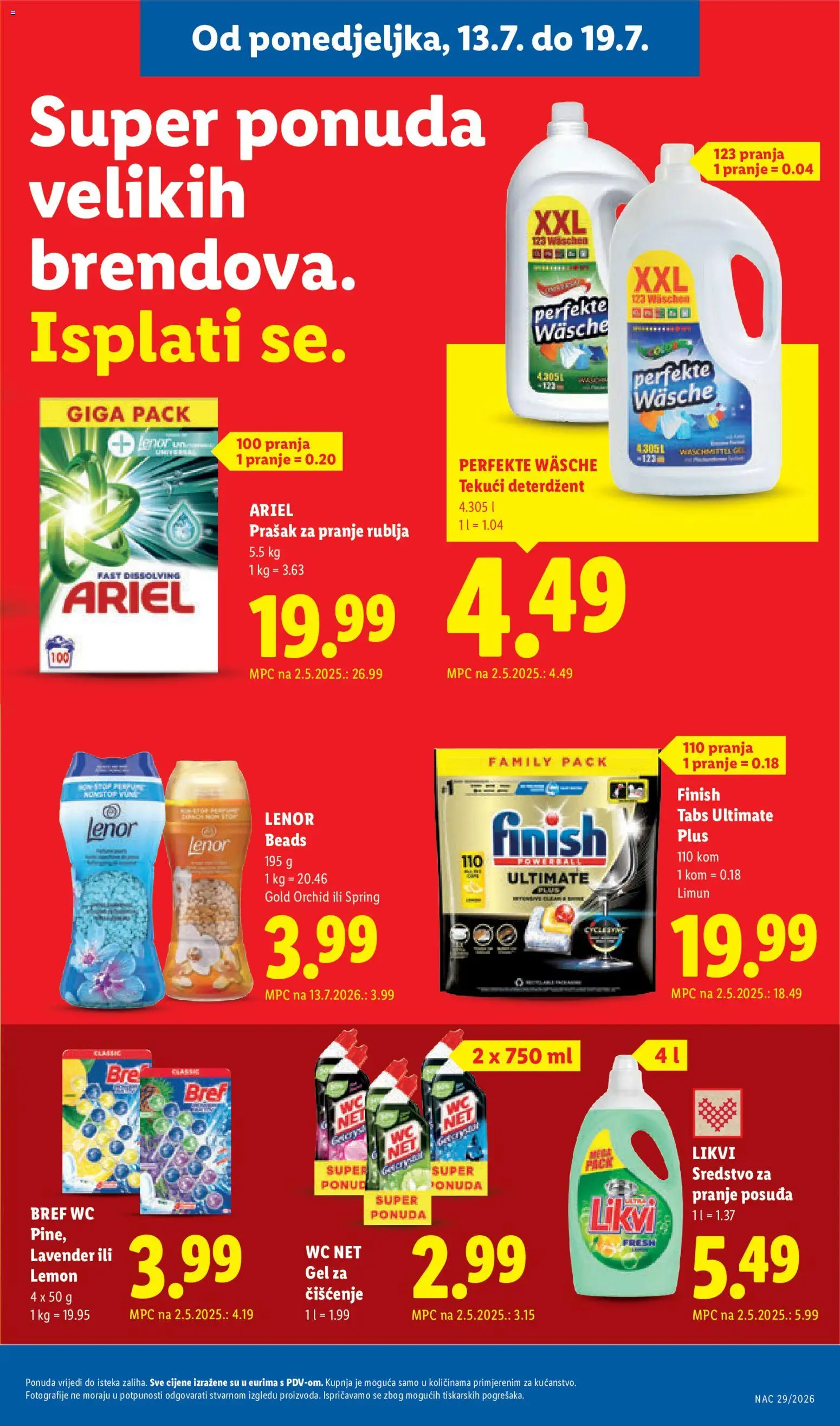 Lidl katalog | vrijedi od 13.07.2026 | Stranica: 19 | Proizvodi: Prašak za pranje, Limun, Tekući deterdžent, Lenor