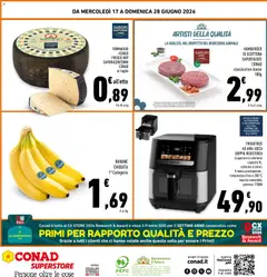 Anteprima del volantino FRIGGITRICE AD ARIA JOCCA DOPPIA RESISTENZA (superiore e inferiore) capacità 9L, schermo a colori, 8 menu preimpostati, temperatura fino a 200°C, manico rimovibile, potenza 1700W, Friggitrice ad aria Jocca doppia resistenza (superiore e inferiore) capacità 9L, schermo a colori, 8 menu preimpostati, temperatura fino a 200°C, manico rimovibile, potenza 1700W valido a partire dal 17.06.2026 | Pagina: 32 | Prodotti: Friggitrice ad aria, Banane, Friggitrice, Hamburger