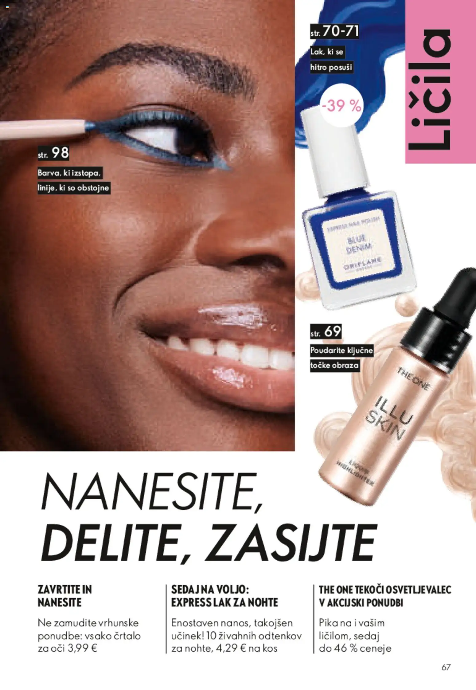 Novi Oriflame katalog ponudbe – veljaven od 13.05.2026 | Stran: 66 | Izdelki: Kos, Licila, Lak za nohte, Lak