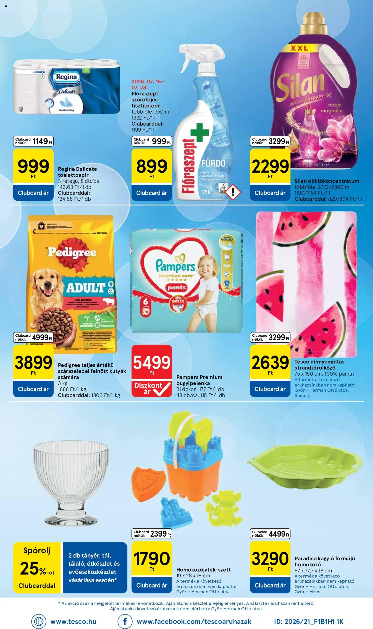 Tesco akciós ujság - amely érvényes a következő dátumtól: 2026.07.23. | Oldal: 8 | Termékek: Pampers, Strandtörölköző, Homokozo, Étkészlet