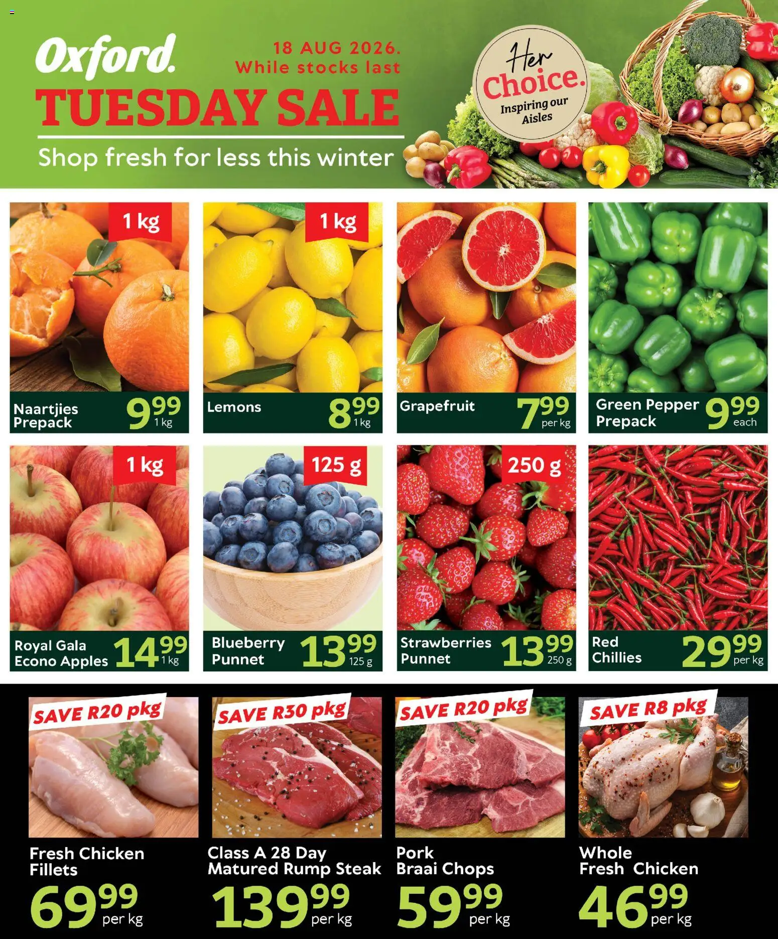New Oxford Freshmarket catalogue – valid from 18/08/2026 | Page: 1 | Products: Rump steak, Apples, Grapefruit, Pepper