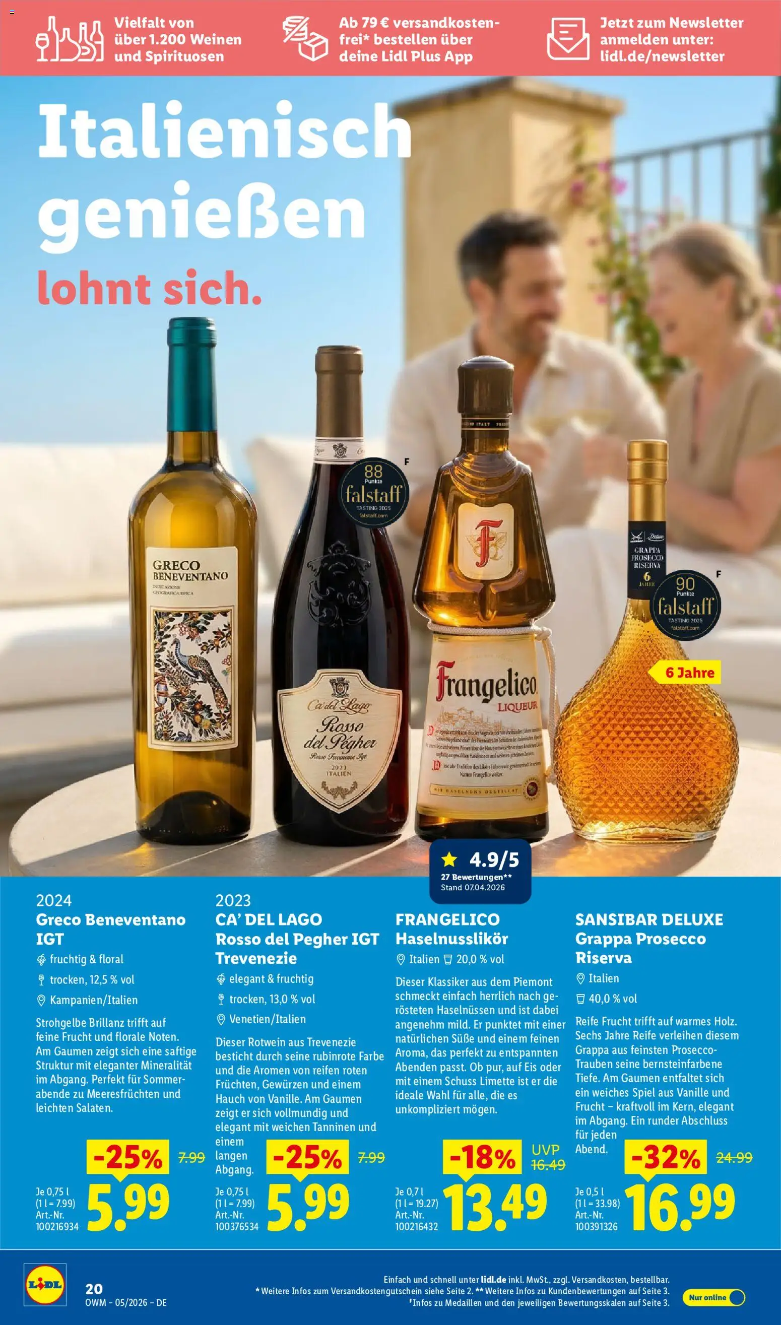Lidl Prospekt – gültig ab 01.05.2026 | Seite: 20 | Produkte: Trauben, Rotwein, Limette, Eis