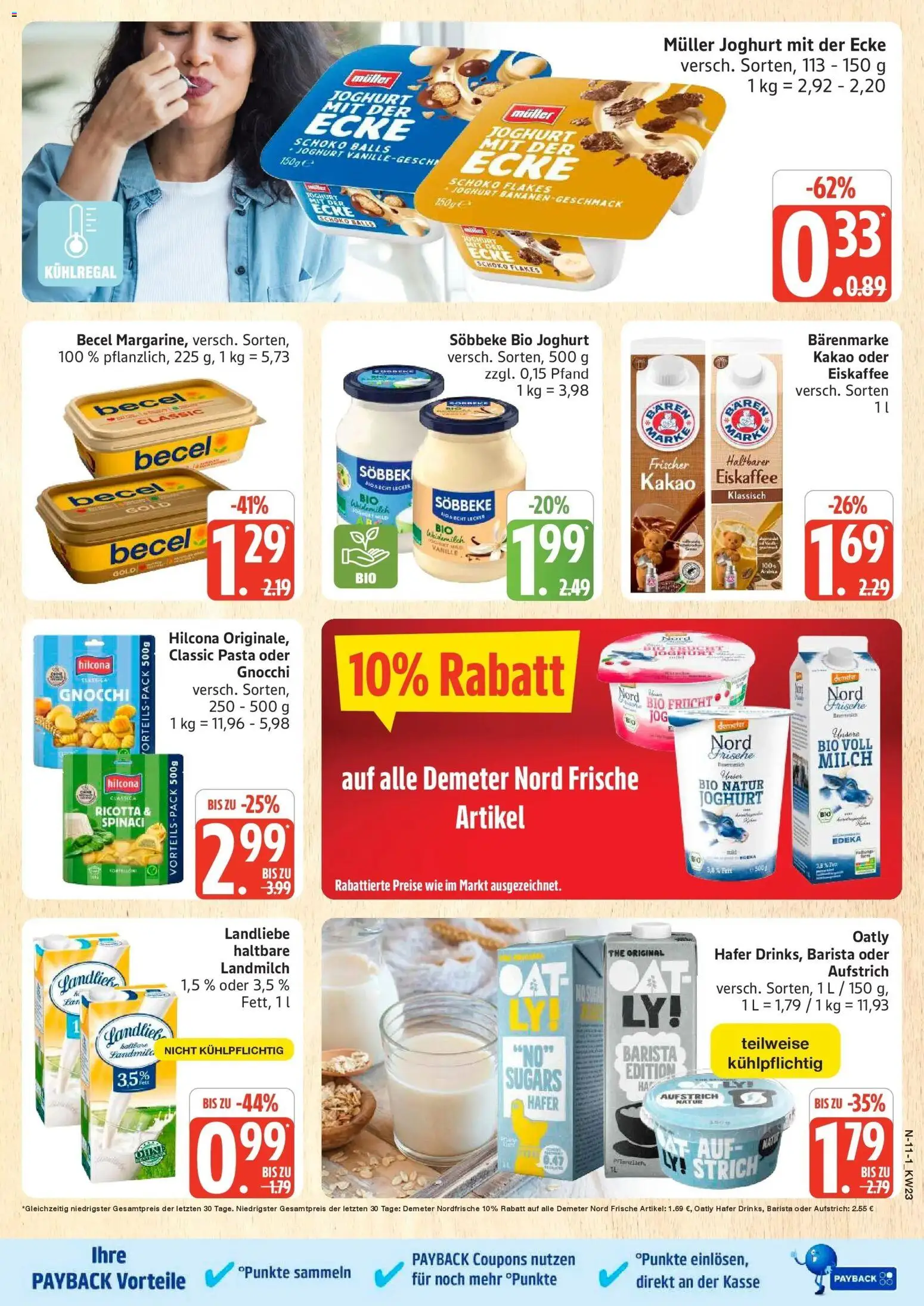 Edeka prospekt Rostock – gültig ab 01.06.2026 | Seite: 11 | Produkte: Milch, Joghurt, Becel, Oatly