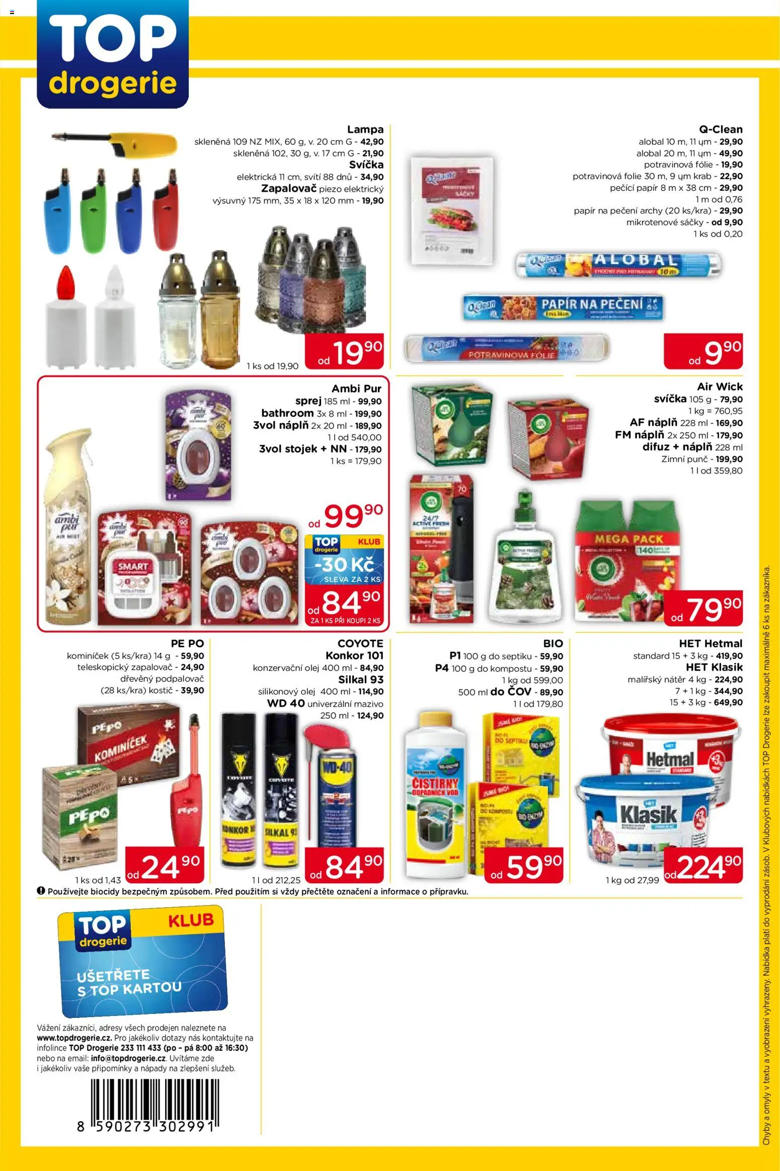 Top drogerie leták od 29.10.2026 | Strana: 4 | Produkty: Olej, Svíčka, Potravinová folie, Lampa
