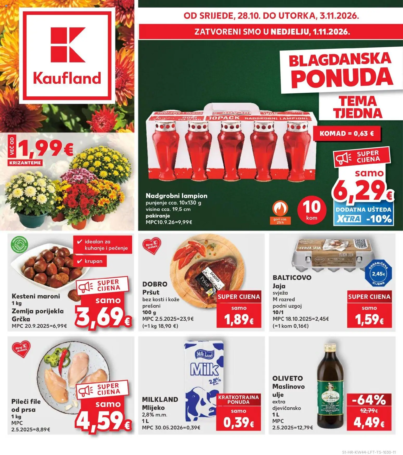 Kaufland katalog | vrijedi od 28.10.2026 | Stranica: 1 | Proizvodi: Jaja, Maslinovo ulje, Pršut, Lampion