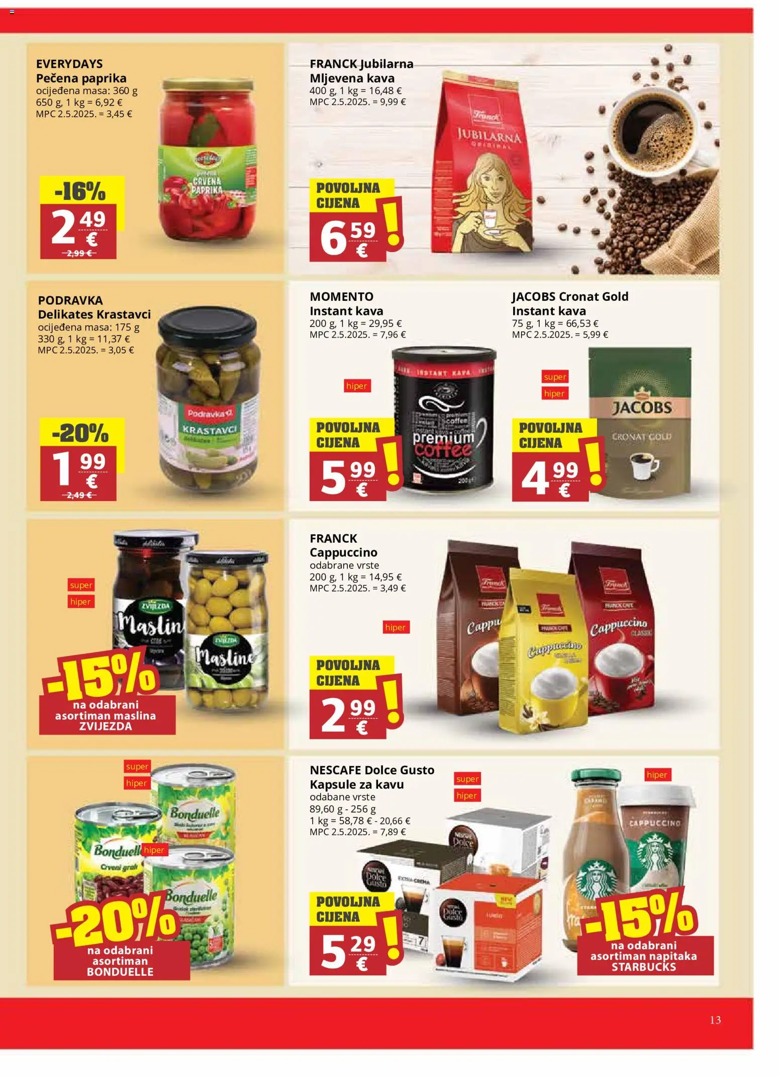 Ribola katalog | vrijedi od 20.05.2026 | Stranica: 13 | Proizvodi: Kava instant, Nescafe, Podravka, Jacobs