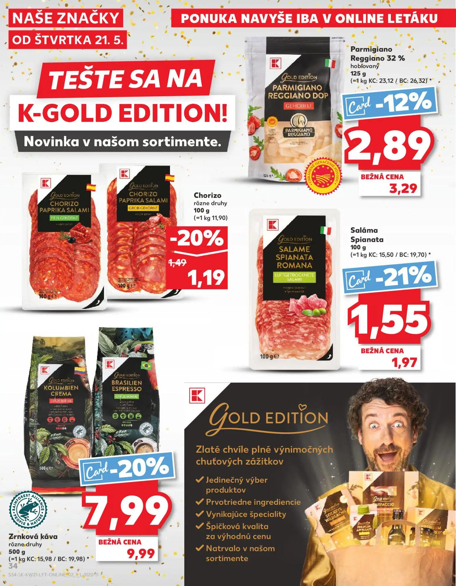 Nové Kaufland akcie – leták je platný od 21.05.2026 | Strana: 34 | Produkty: Paprika, Káva, Saláma, Zrnková káva