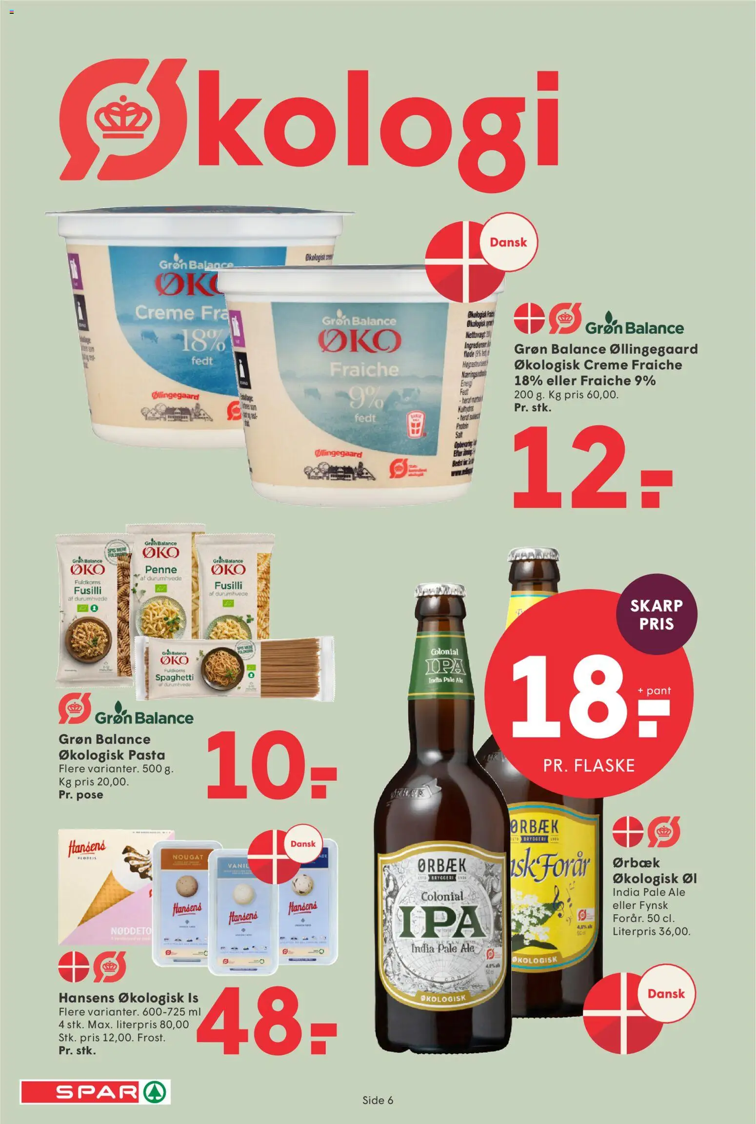 Spar tilbudsavis – gyldig fra 11/09/2026 | Side: 6 | Produkter: Øl, Creme fraiche, Spaghetti, Is