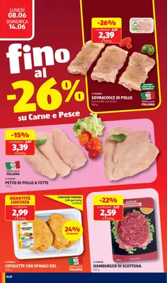 Anteprima del volantino SOVRACOSCE DI POLLO, senza pelle, con aromi 300 g, allevato senza uso di antibiotici, 100% carne italiana valido a partire dal 08.06.2026 | Pagina: 10