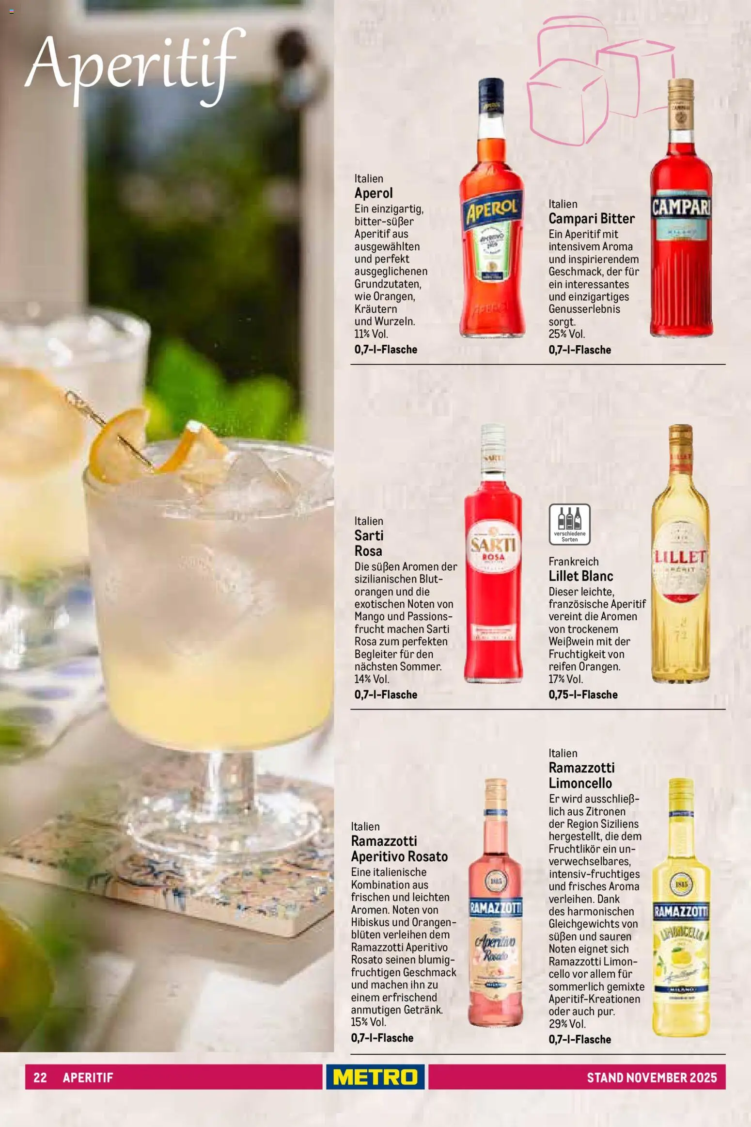 Metro - Spirituosen Sortiment – gültig ab 01.12.2025 | Seite: 22 | Produkte: Weißwein, Limoncello, Ramazzotti, Zitronen