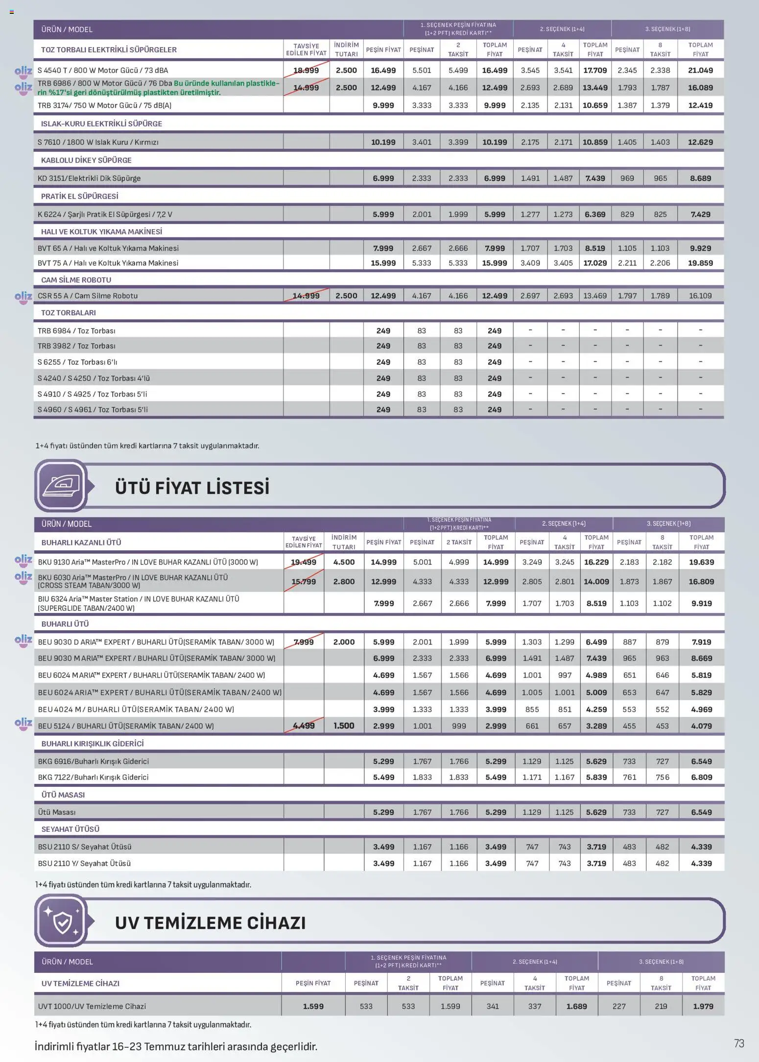 Arçelik Katalog - 16 Temmuz 2026 tarihinden itibaren geçerlidir | Sayfa: 73