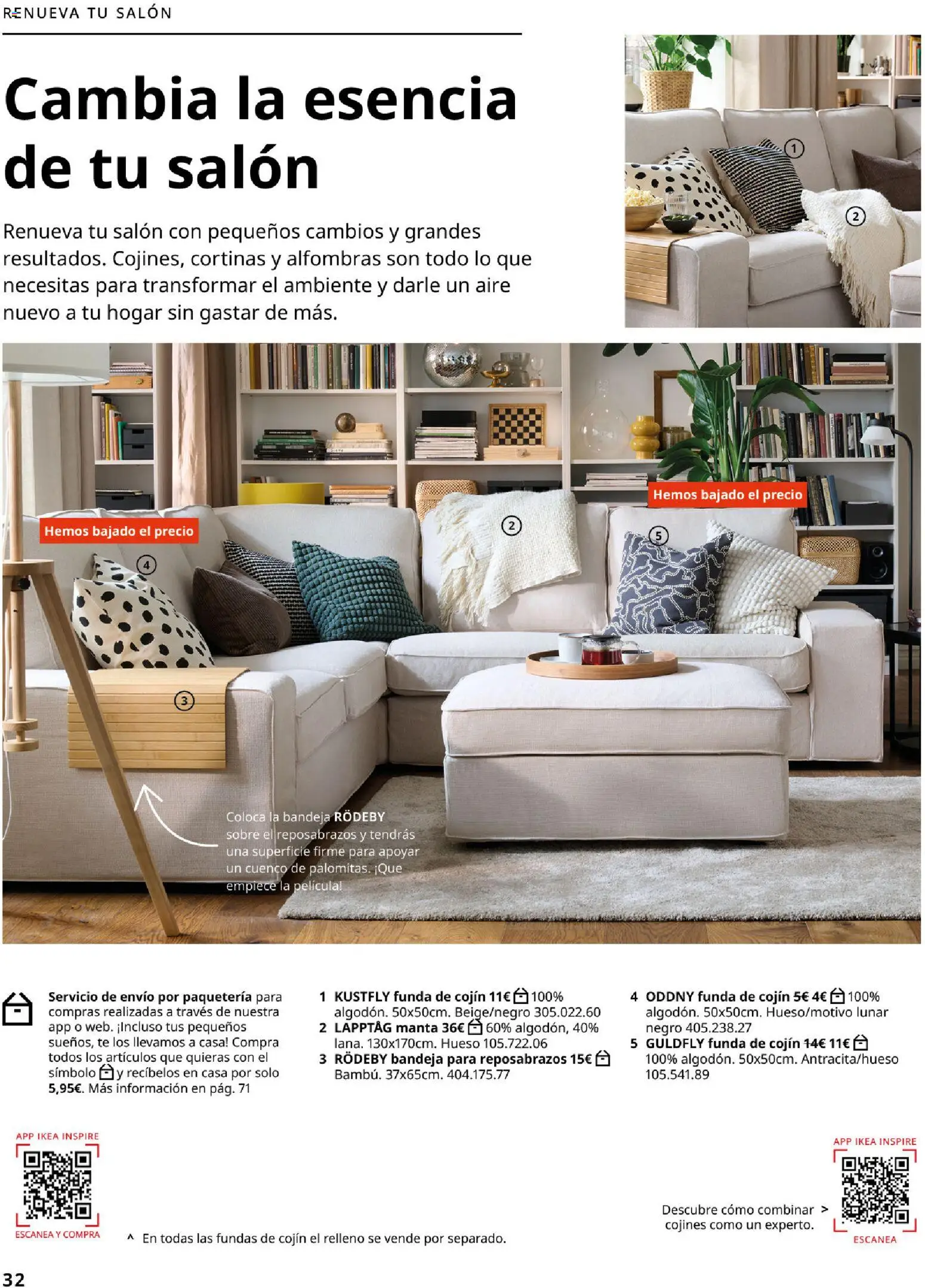 Catálogo IKEA Accesorios y decoración │ válido desde el 01/02/2026 | Página: 32 | Productos: Manta, Funda de cojín, Cojín, Bandeja