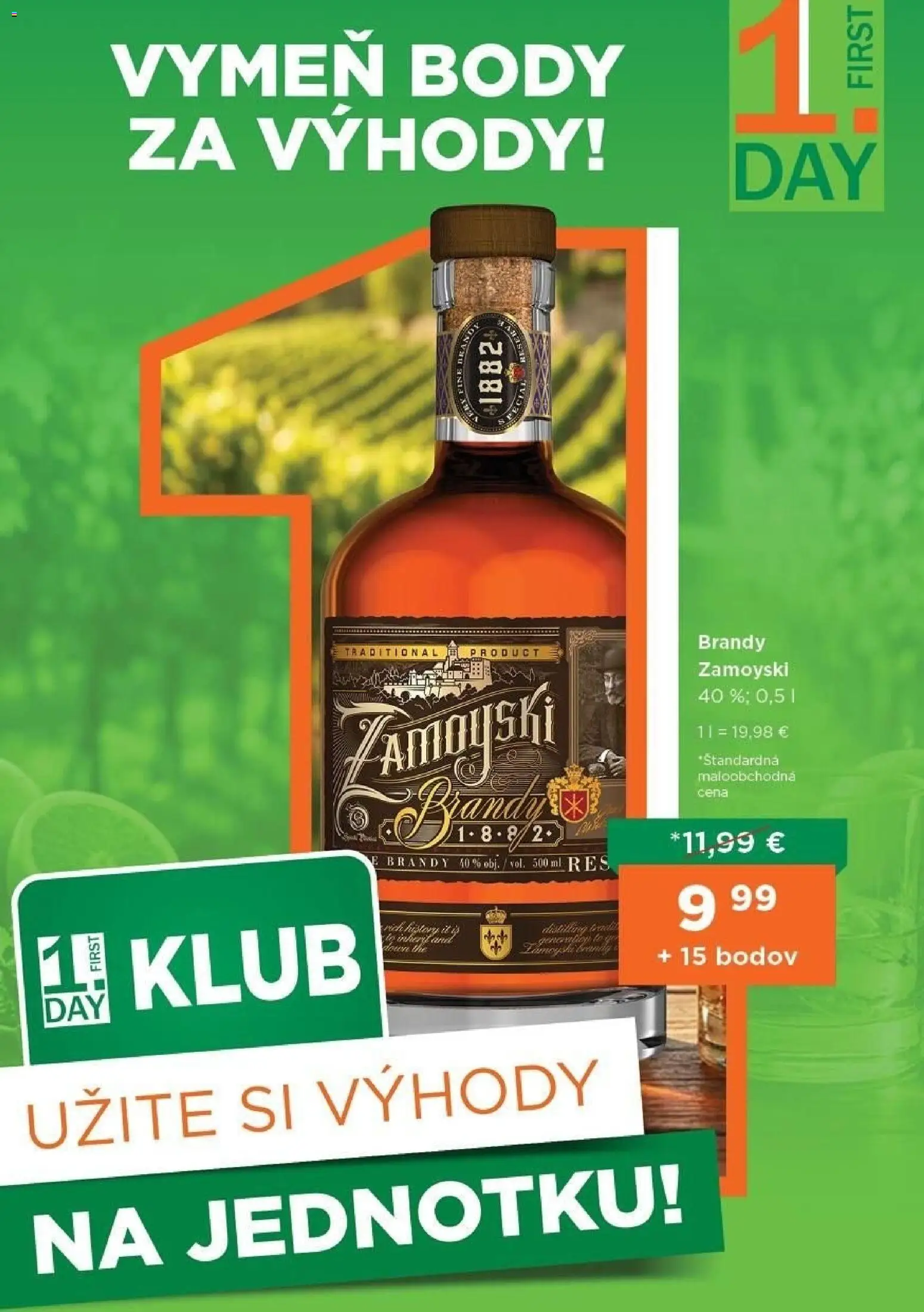Nové 1day akcie – leták je platný od 01.08.2026 | Strana: 1 | Produkty: Brandy