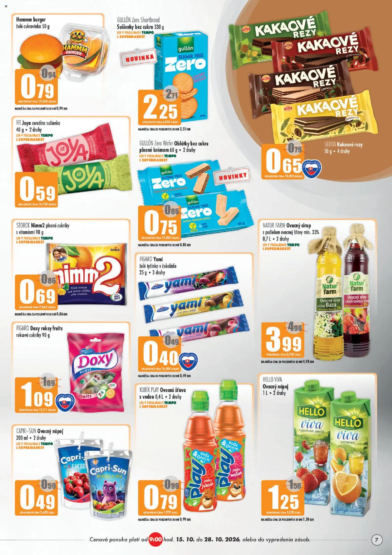 Nové COOP Jednota akcie – leták je platný od 15.10.2026 | Strana: 7 | Produkty: Sušienky, Sirup, Voda, Kakao