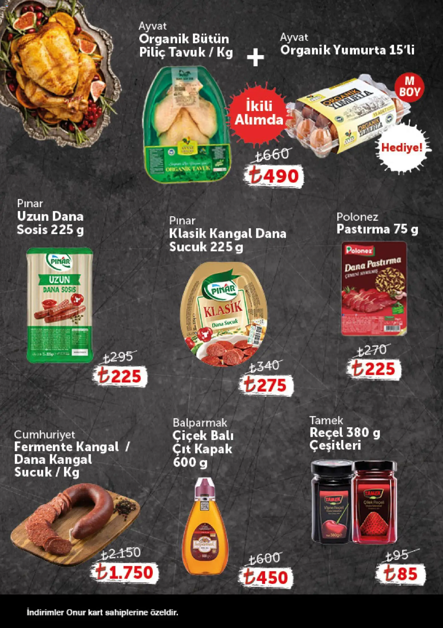 Onur Market - Katalog Gurme - 16.04.2026 tarihinden itibaren geçerlidir | Sayfa: 2 | Ürünler: Yumurta, Sosis, Piliç, Sucuk