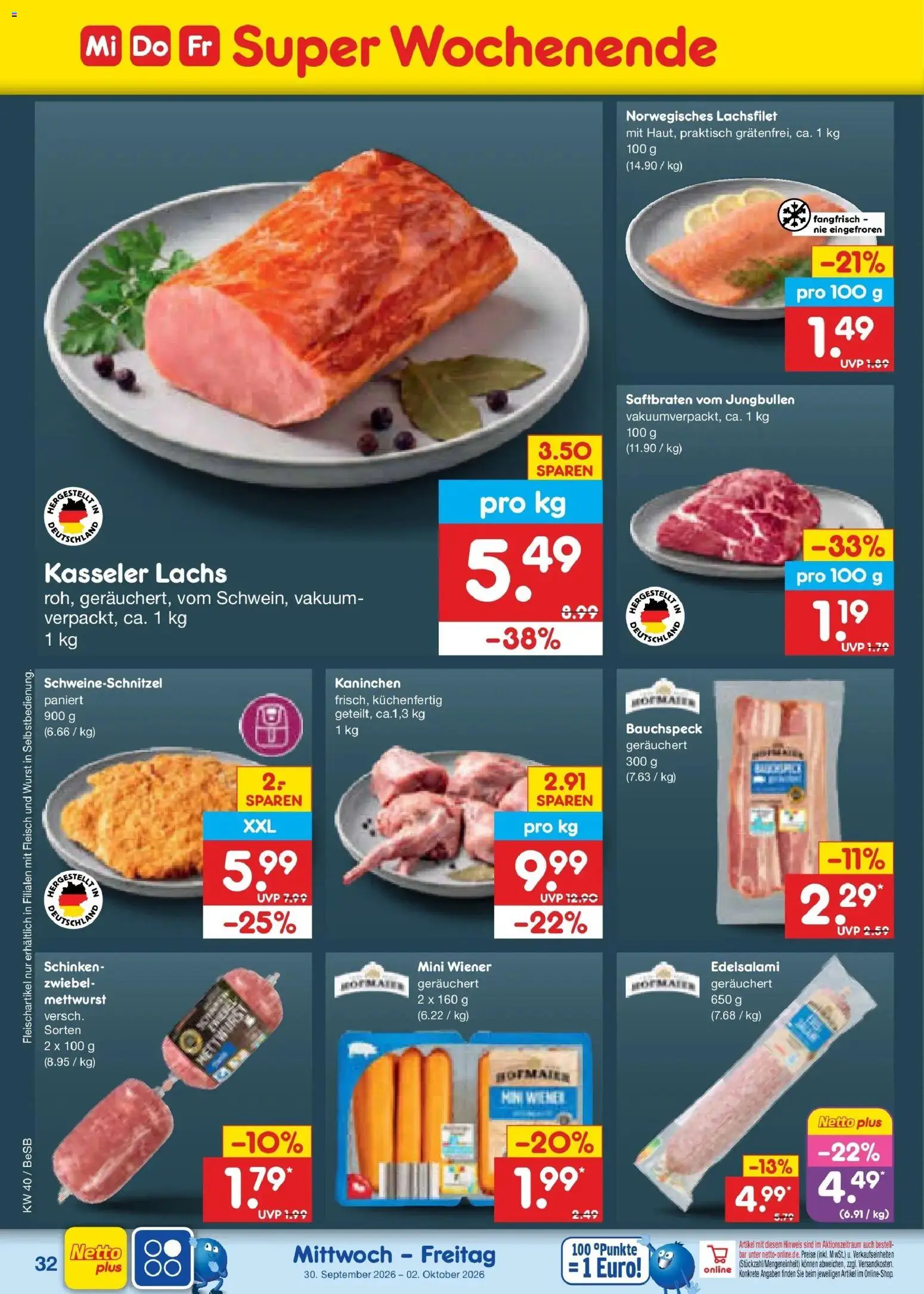 Netto Marken-Discount Prospekt Kremmen – gültig ab 28.09.2026 | Seite: 48 | Produkte: Kaninchen, Wurst, Schinken, Fleisch