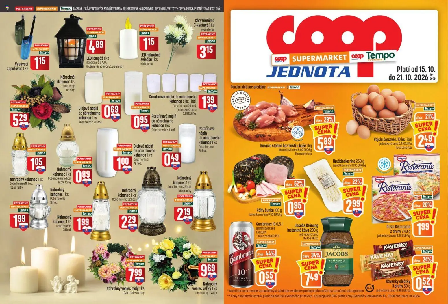Nové COOP Jednota akcie – leták je platný od 15.10.2026 | Strana: 7 | Produkty: Káva, Šunka, Jacobs Krönung, Oblátky