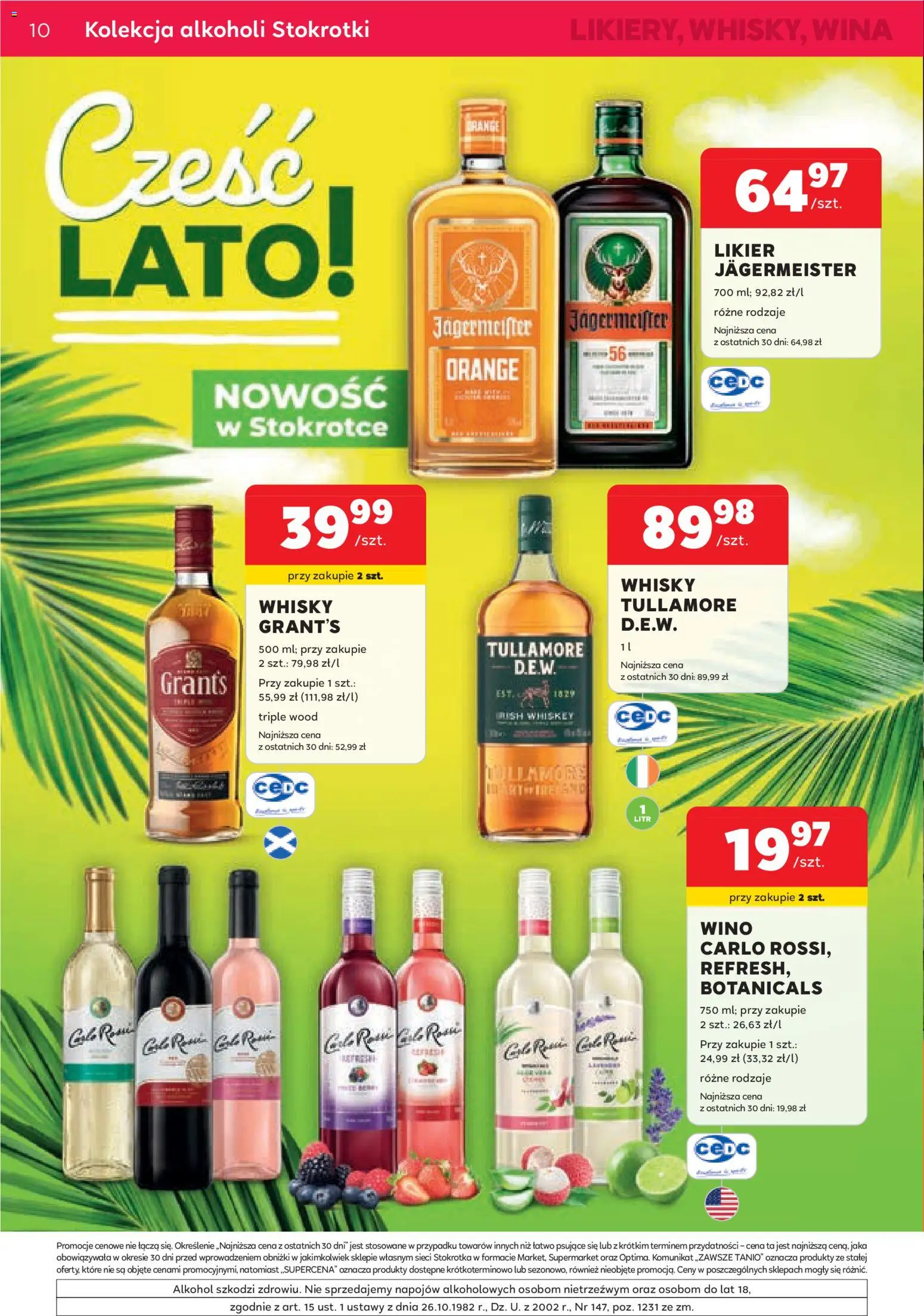Stokrotka gazetka - Oferta alkoholowa od 06.08.2026 | Strona: 10 | Produkty: Grant's, Wino, Alkohol, Whisky