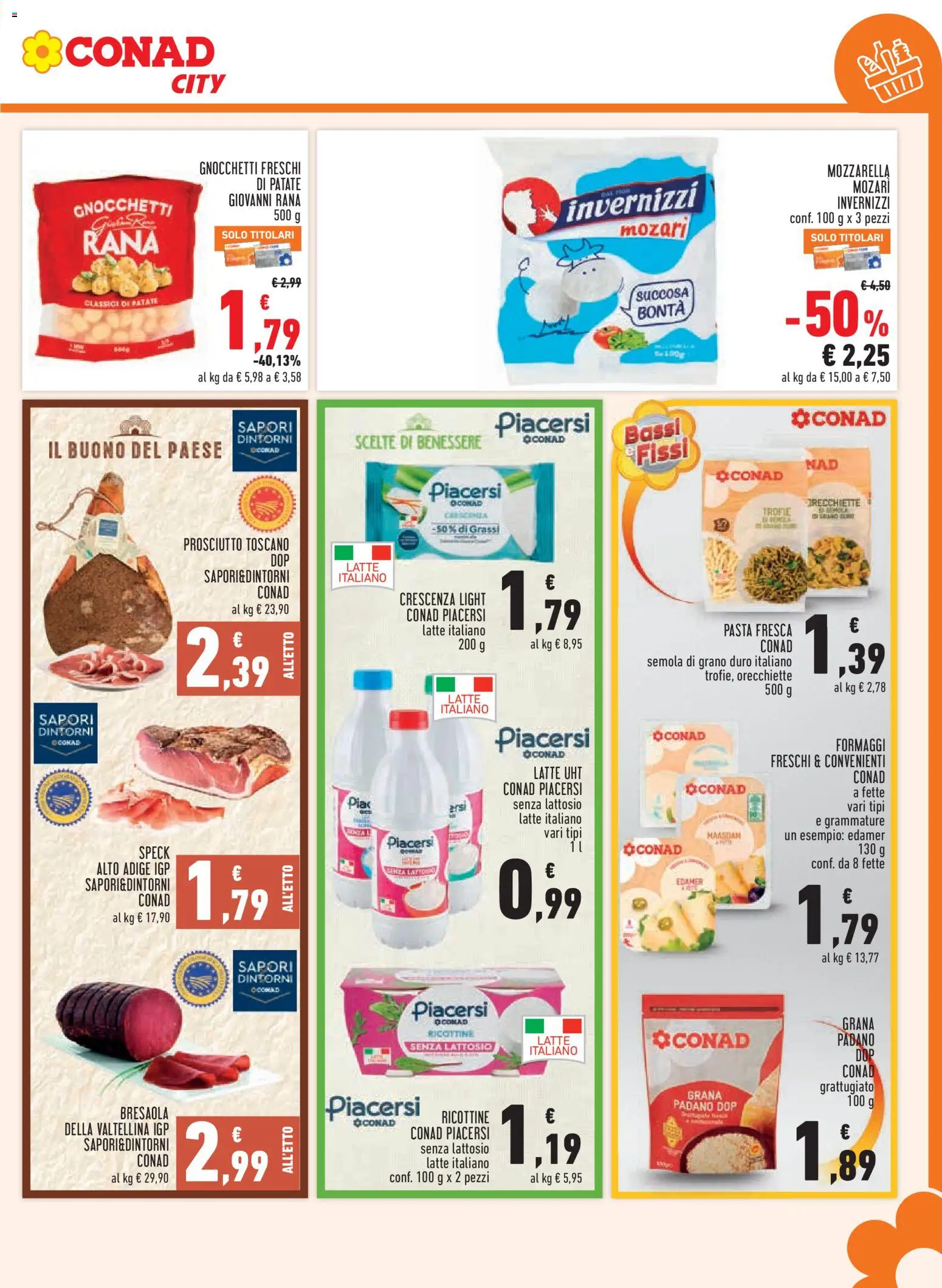 Volantino Conad del 23/09/2026 | Pagina: 7 | Prodotti: Mozzarella, Grana Padano, Ricotta, Orecchiette