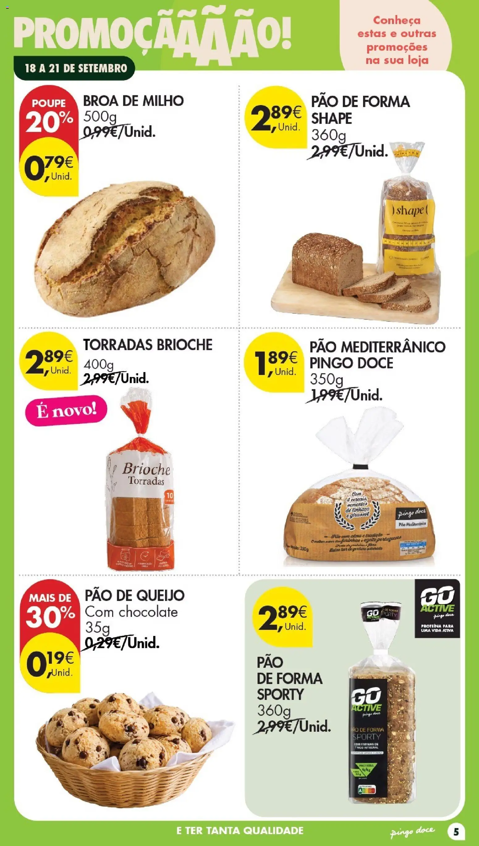 Pingo Doce Poupe este Fim de Semana │ válido de 18/09/2026 | Página: 5 | Produtos: Pão de queijo, Torradas, Pão, Proteina