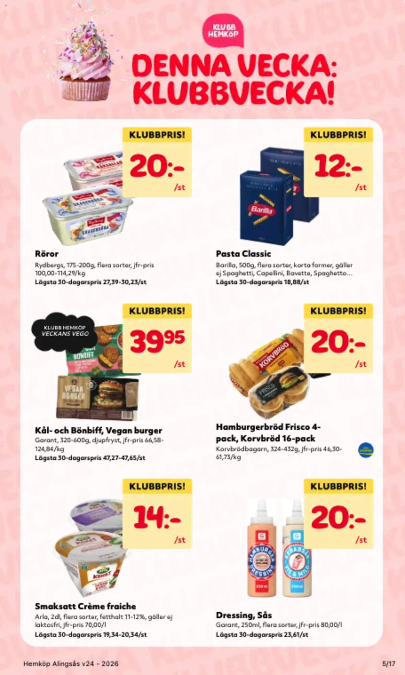 Hemköp reklamblad aktuell från 08.06.2026 | Sida: 5 | Produkter: Galler, Korvbröd, Hamburgerbröd, Pasta