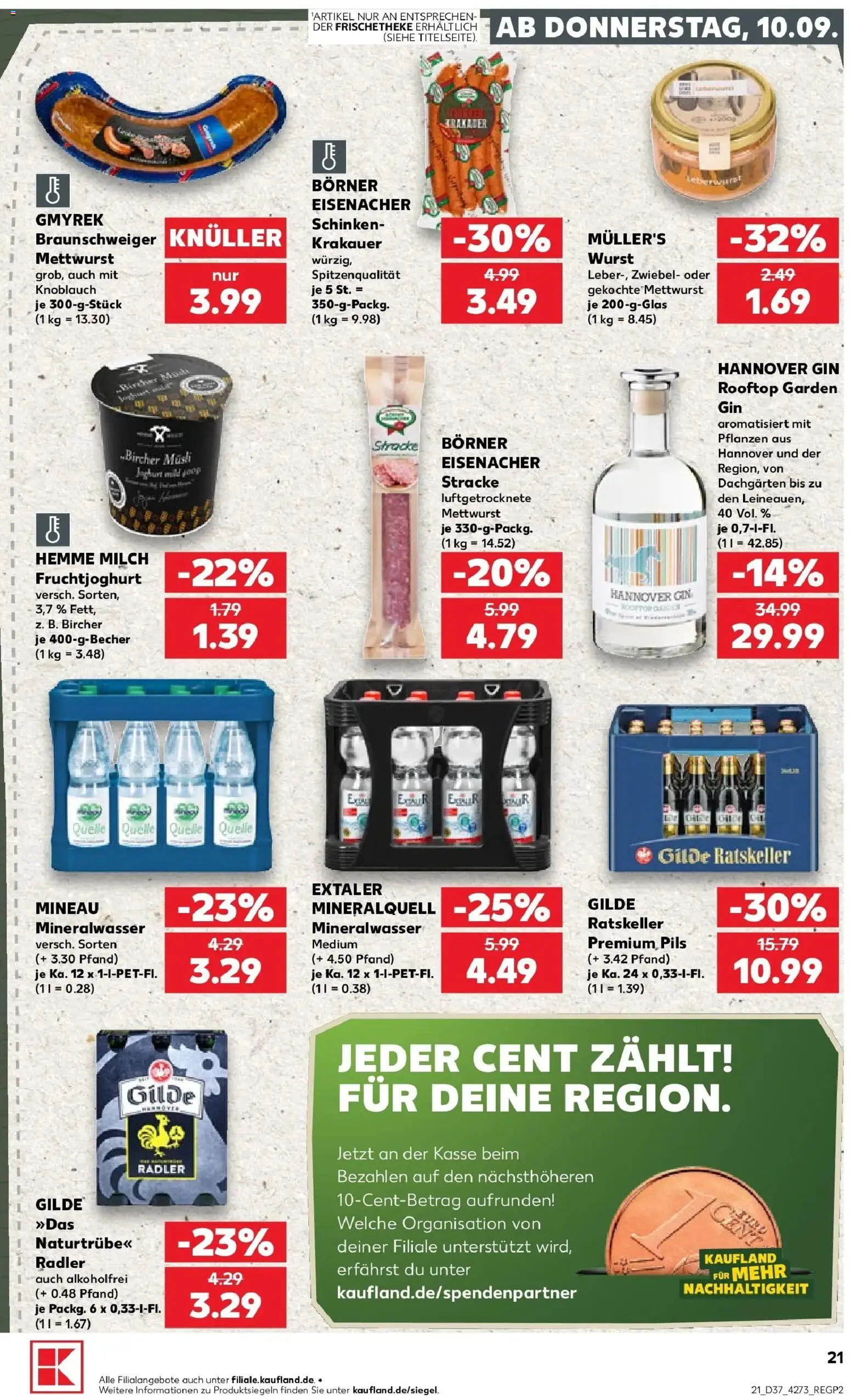 Prospekt Kaufland ab 10.09.2026 » Angebote Online zum Blättern | Seite: 21 | Produkte: Musli, Fruchtjoghurt, Knoblauch, Gin