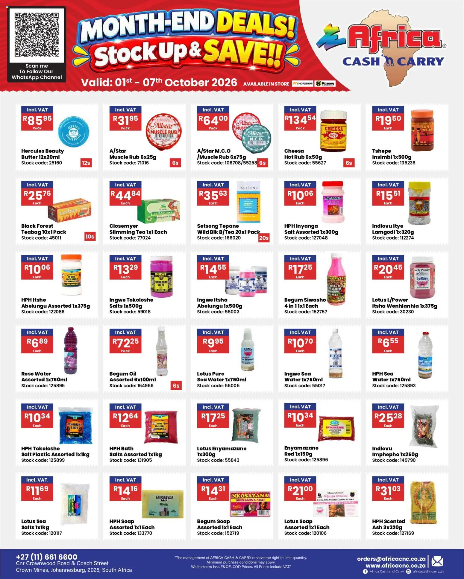 New Africa Cash & Carry catalogue – valid from 01/10/2026 | Page: 20 | Products: Bath, Butter, Oil, Salt