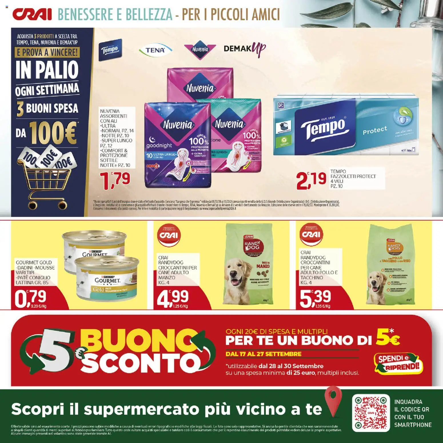 Volantino CRAI del 17/09/2026 | Pagina: 16 | Prodotti: Tè, Fazzoletti, Tacchino, Assorbenti