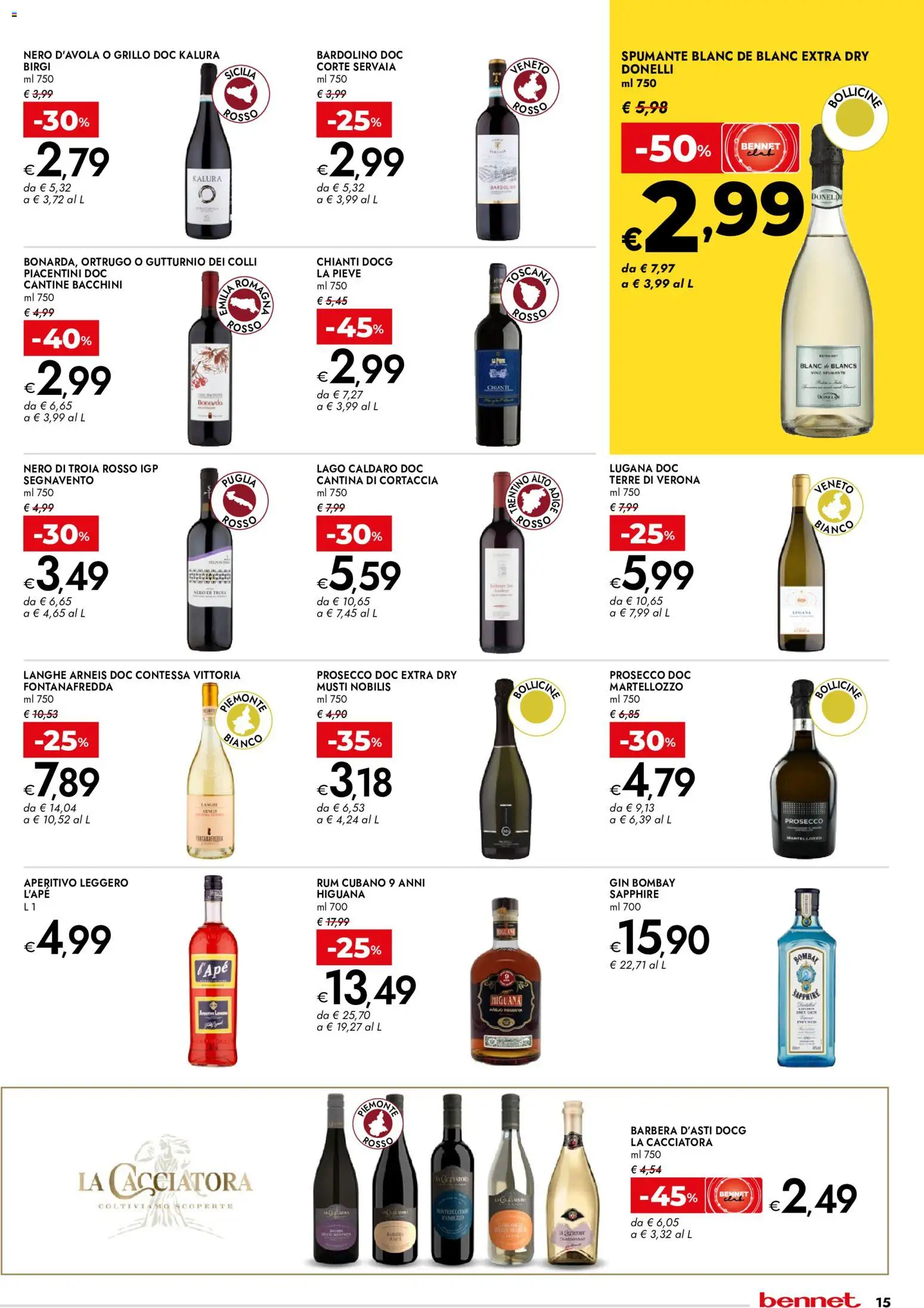 Volantino bennet del 27/08/2026 | Pagina: 15 | Prodotti: Prosecco, Vino, Rum, Gin Bombay