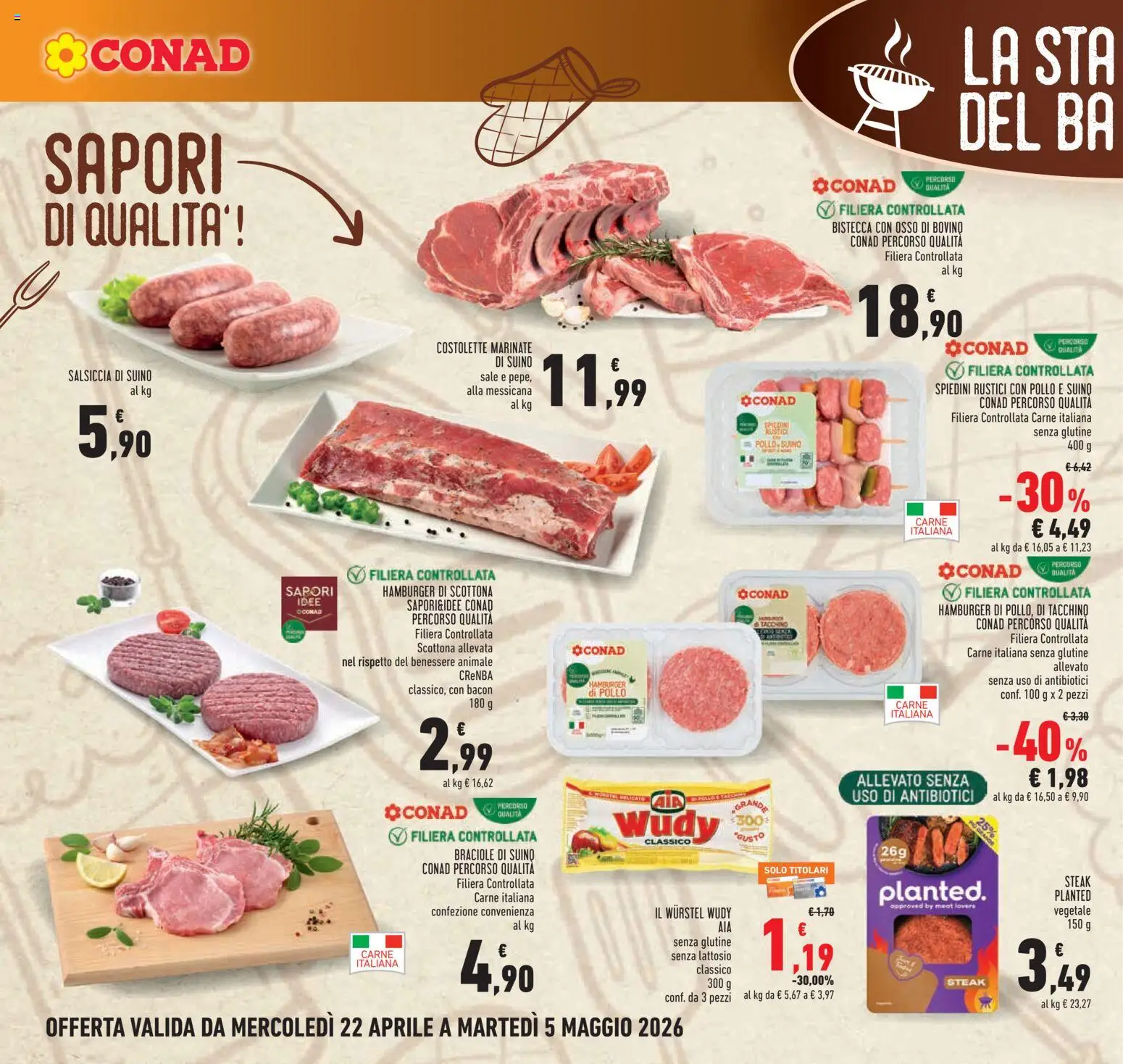 Volantino Conad del 22.04.2026 | Pagina: 6 | Prodotti: Pollo, Suino, Rustici, Hamburger
