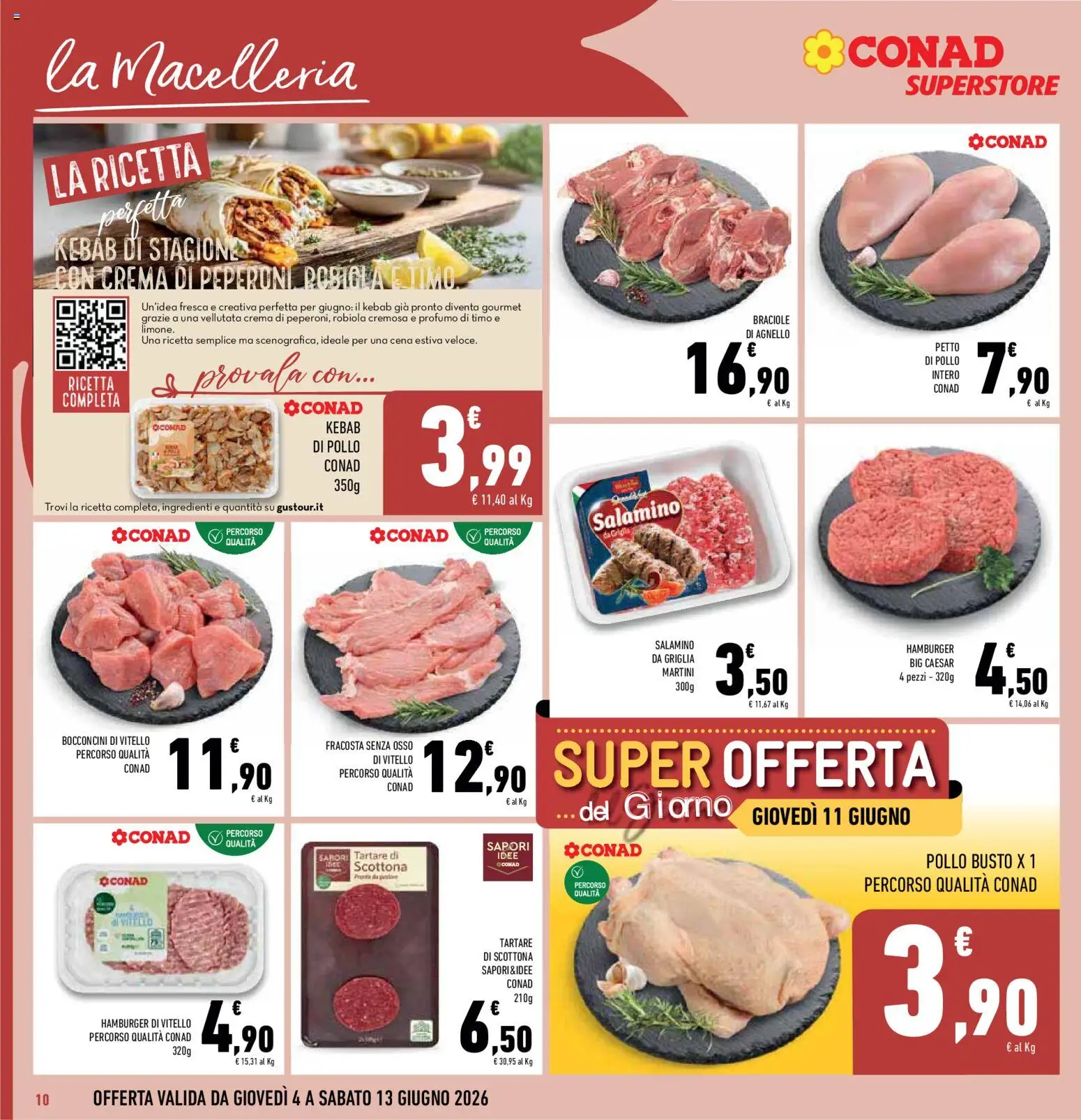 Volantino Conad del 04.06.2026 | Pagina: 10 | Prodotti: Pollo, Vitello, Griglia, Hamburger