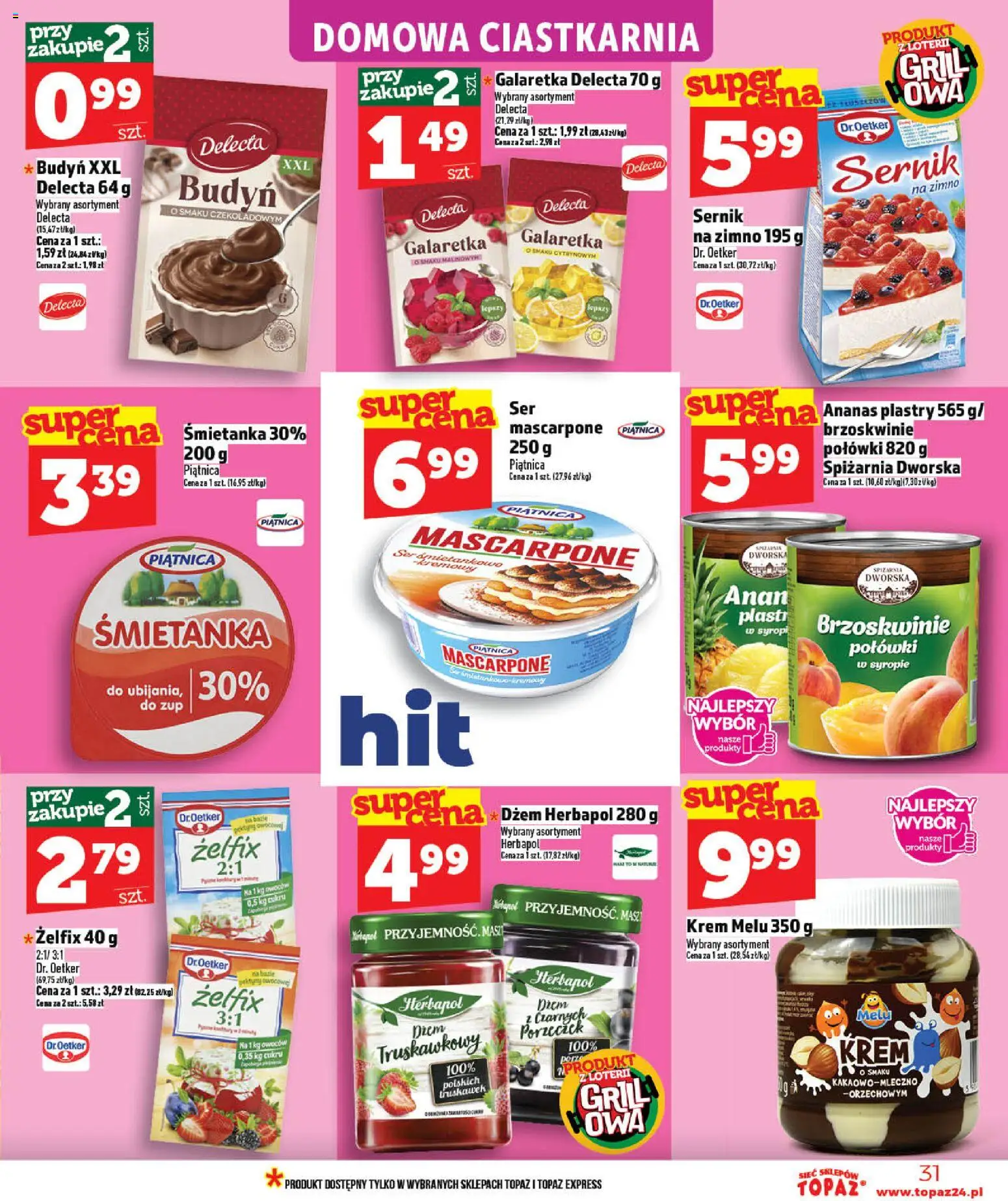 Topaz gazetka od 07.05.2026 | Strona: 31 | Produkty: Galaretka, Grill, Mascarpone, Dżem
