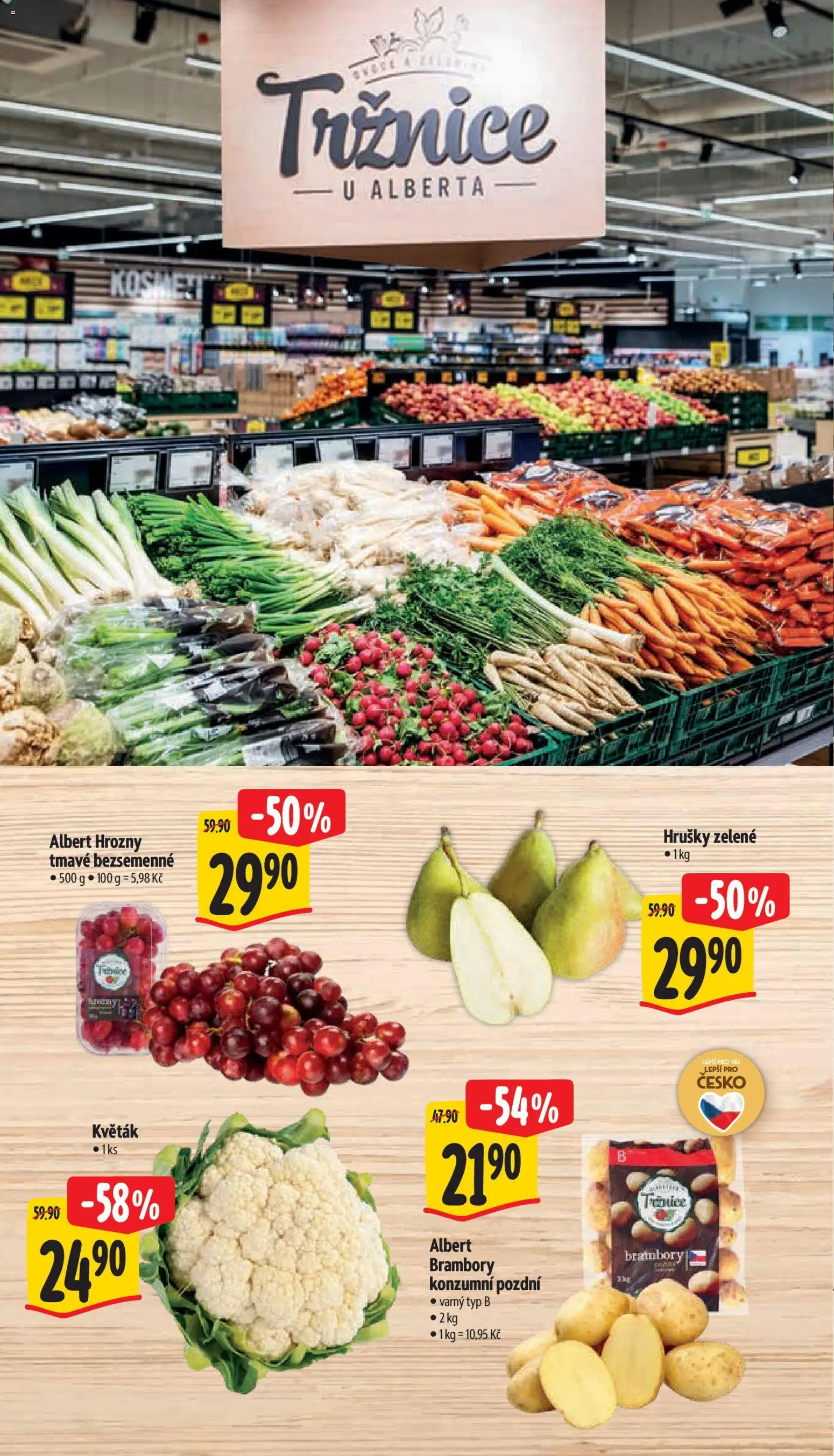 Albert leták - Hypermarket - Znojmo od 14.10.2026 | Strana: 6 | Produkty: Květák, Hrušky, Brambory, Hrozny
