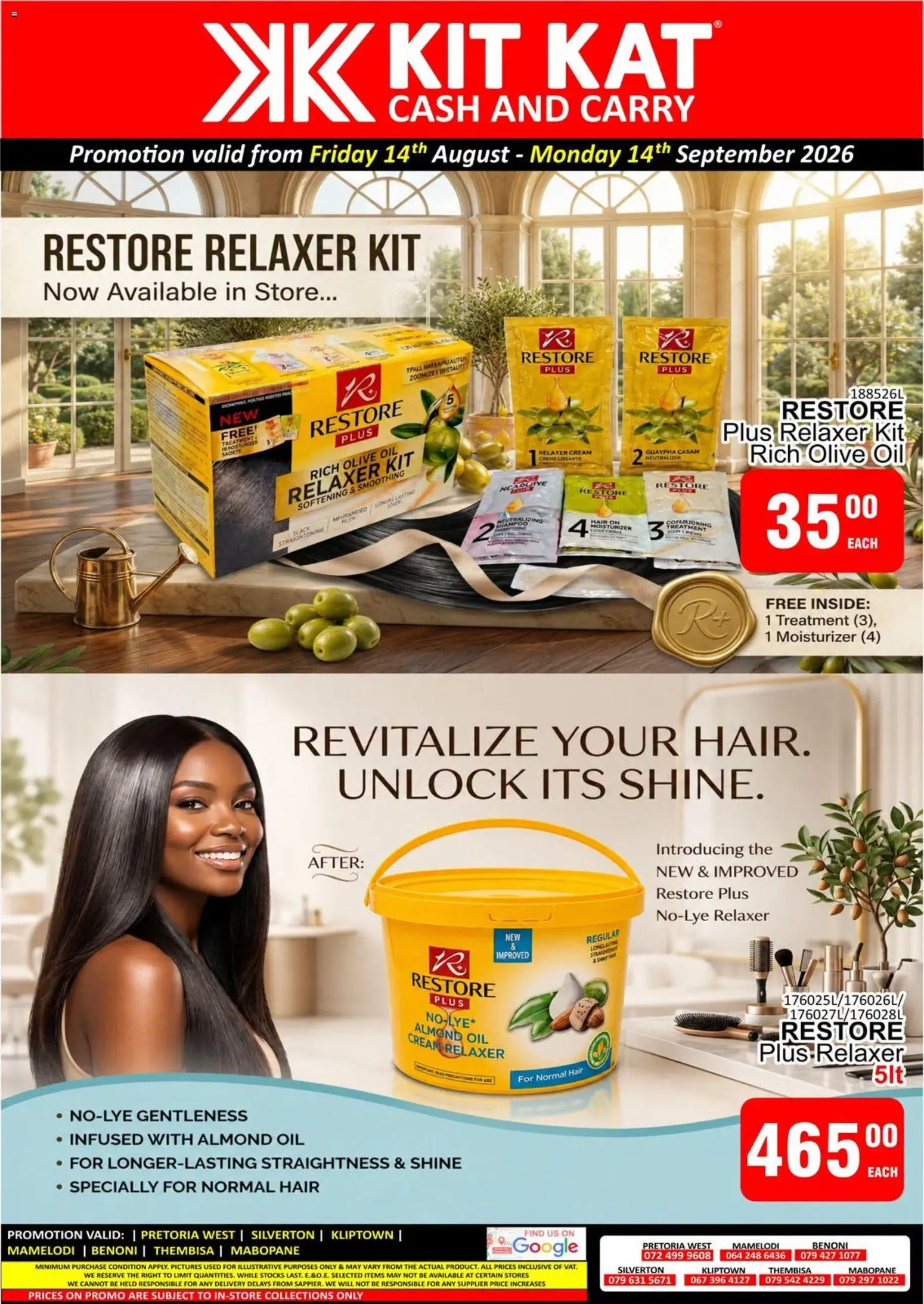 New KIT KAT Cash & Carry catalogue – valid from 14/08/2026 | Page: 1 | Products: Moisturizer, Shampoo, Cream, Relaxer