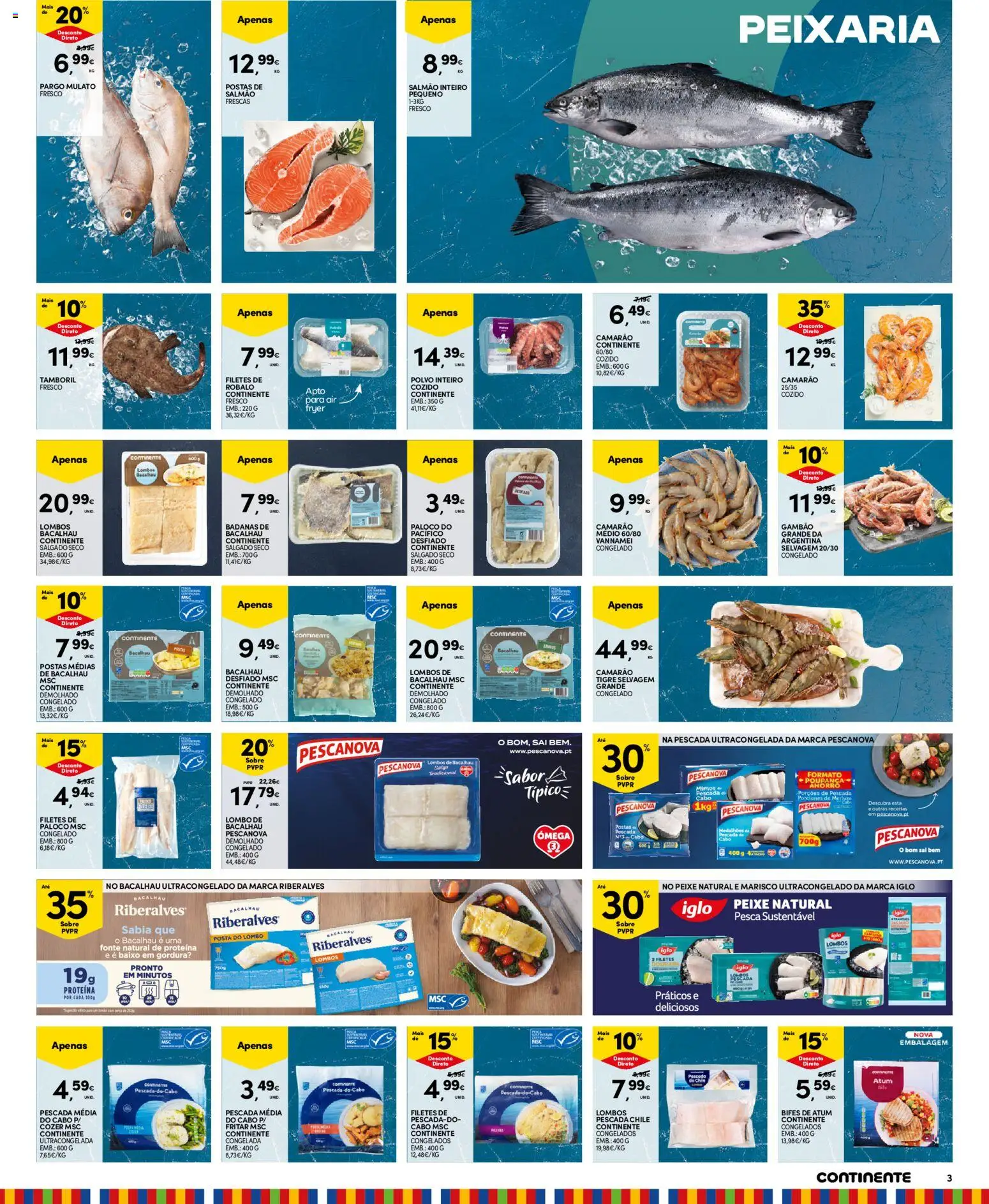 Continente Madeira folheto │ válido de 22/09/2026 | Página: 3 | Produtos: Pescada, Polvo, Camarão, Proteina