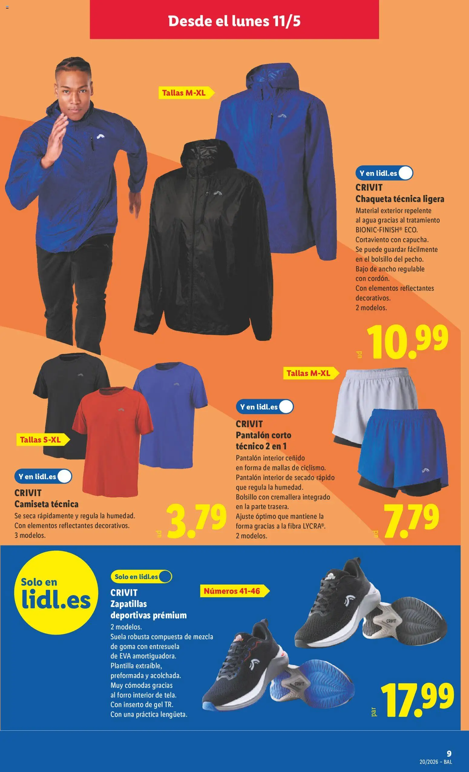 Lidl folleto de bazar │ válido desde el 11.05.2026 | Página: 17 | Productos: Chaqueta, Zapatillas deportivas, Zapatillas, Pantalón corto