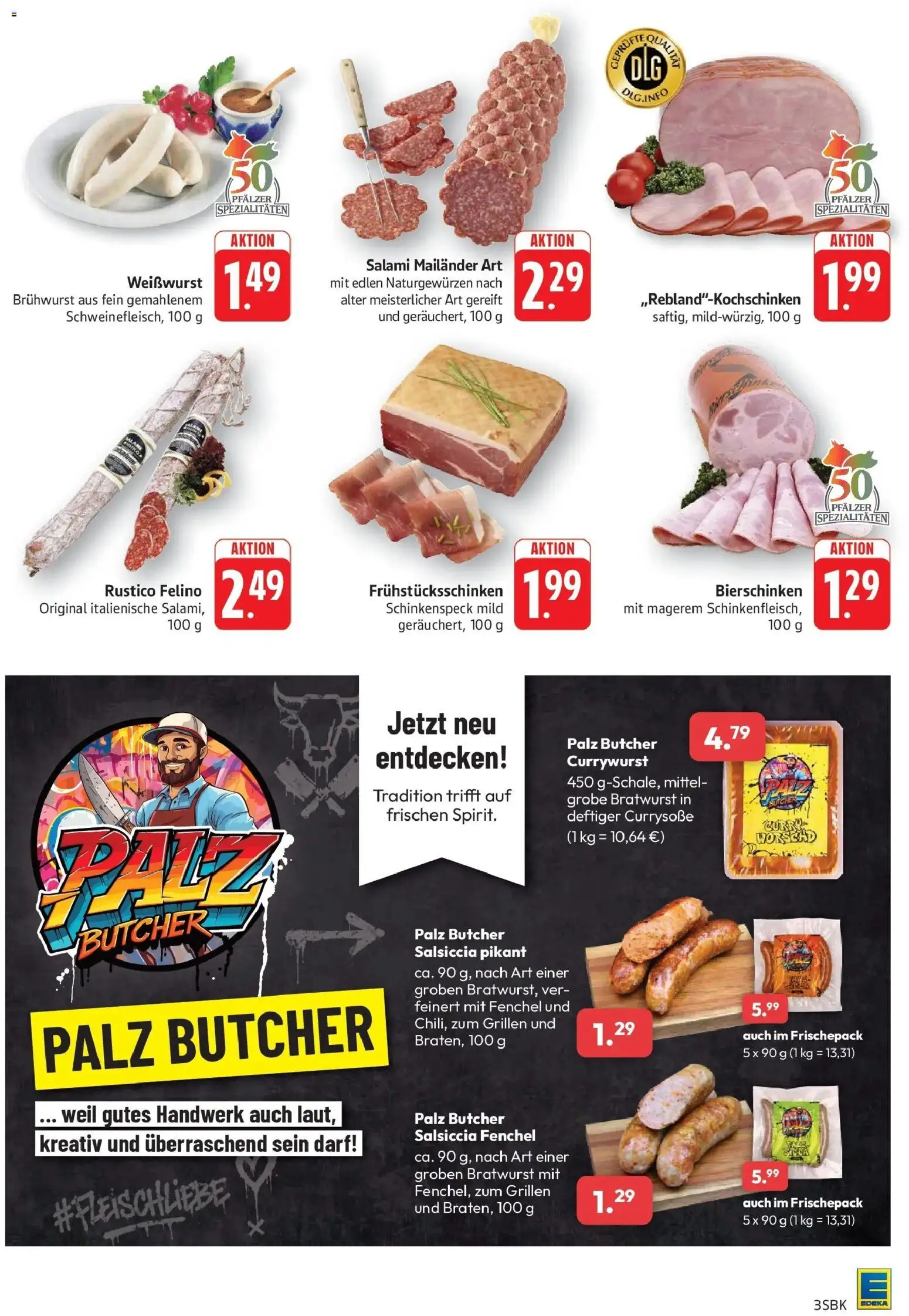 Edeka Prospekt Pirmasens – gültig ab 27.07.2026 | Seite: 3 | Produkte: Bratwurst, Weißwurst, Salami