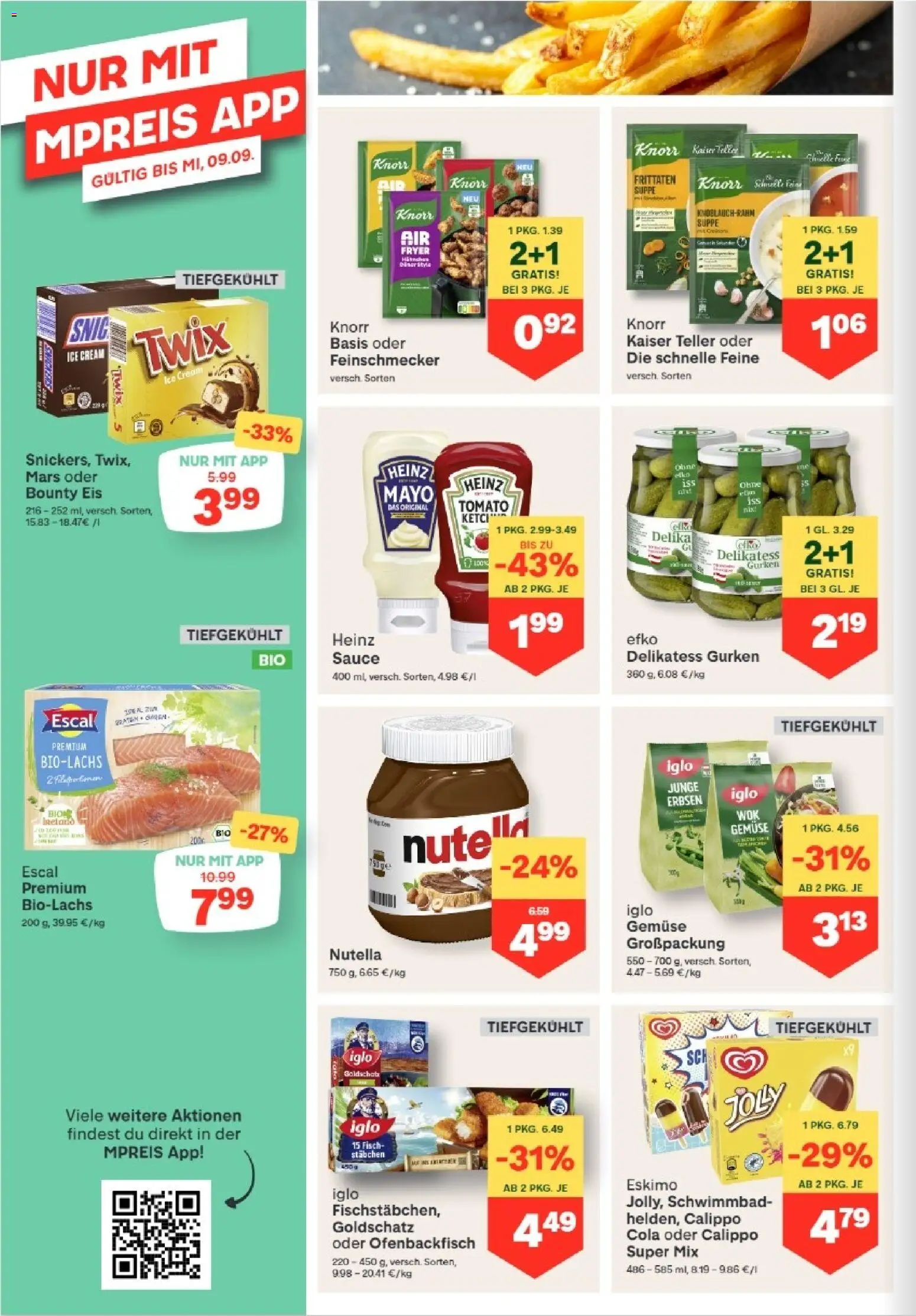 MPREIS Hohenems gültig ab 03.09.2026 | Seite: 8 | Produkte: Eis, Erbsen, Nutella, Fisch