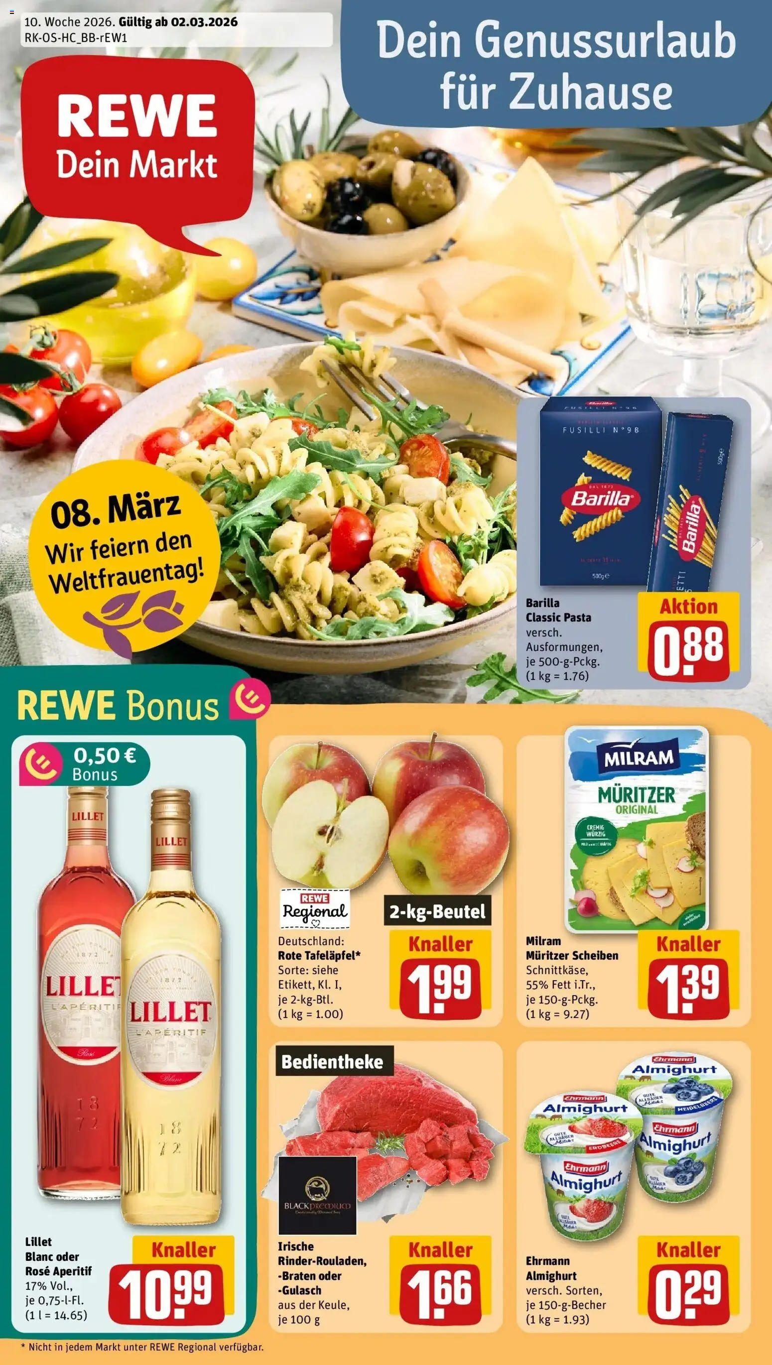 Rewe Prospekt Halle (Saale)	 – gültig ab 02.03.2026 | Seite: 1 | Produkte: Ehrmann almighurt, Lillet, Milram, Gulasch