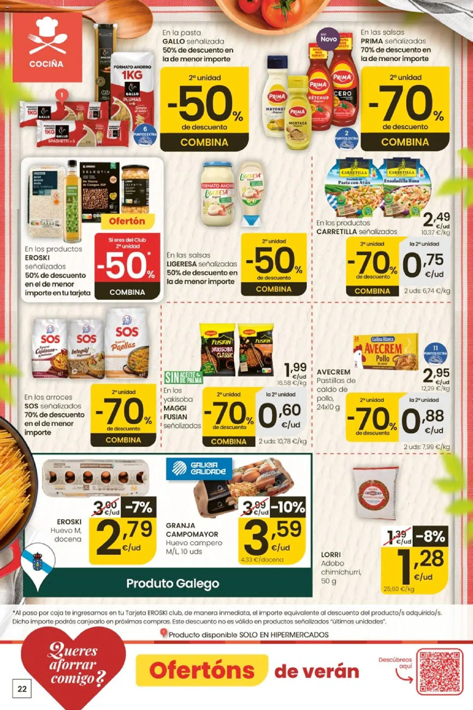 Eroski Ofertóns de verán │ válido desde el 28.05.2026 | Página: 22 | Productos: Ensaladilla, Té, Cocina, Caja
