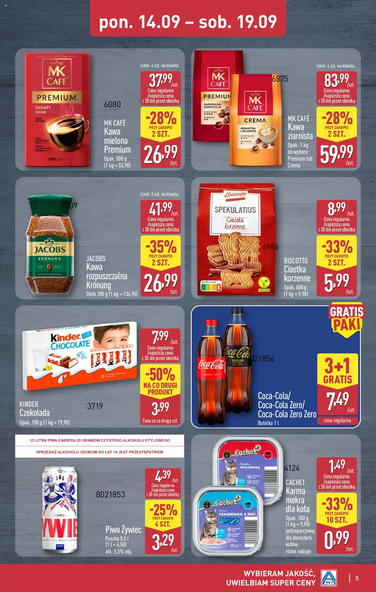 Aldi gazetka - Oferta weekendowa od 17.09.2026 | Strona: 5 | Produkty: Jacobs, Czekolada, Piwo, Wołowina