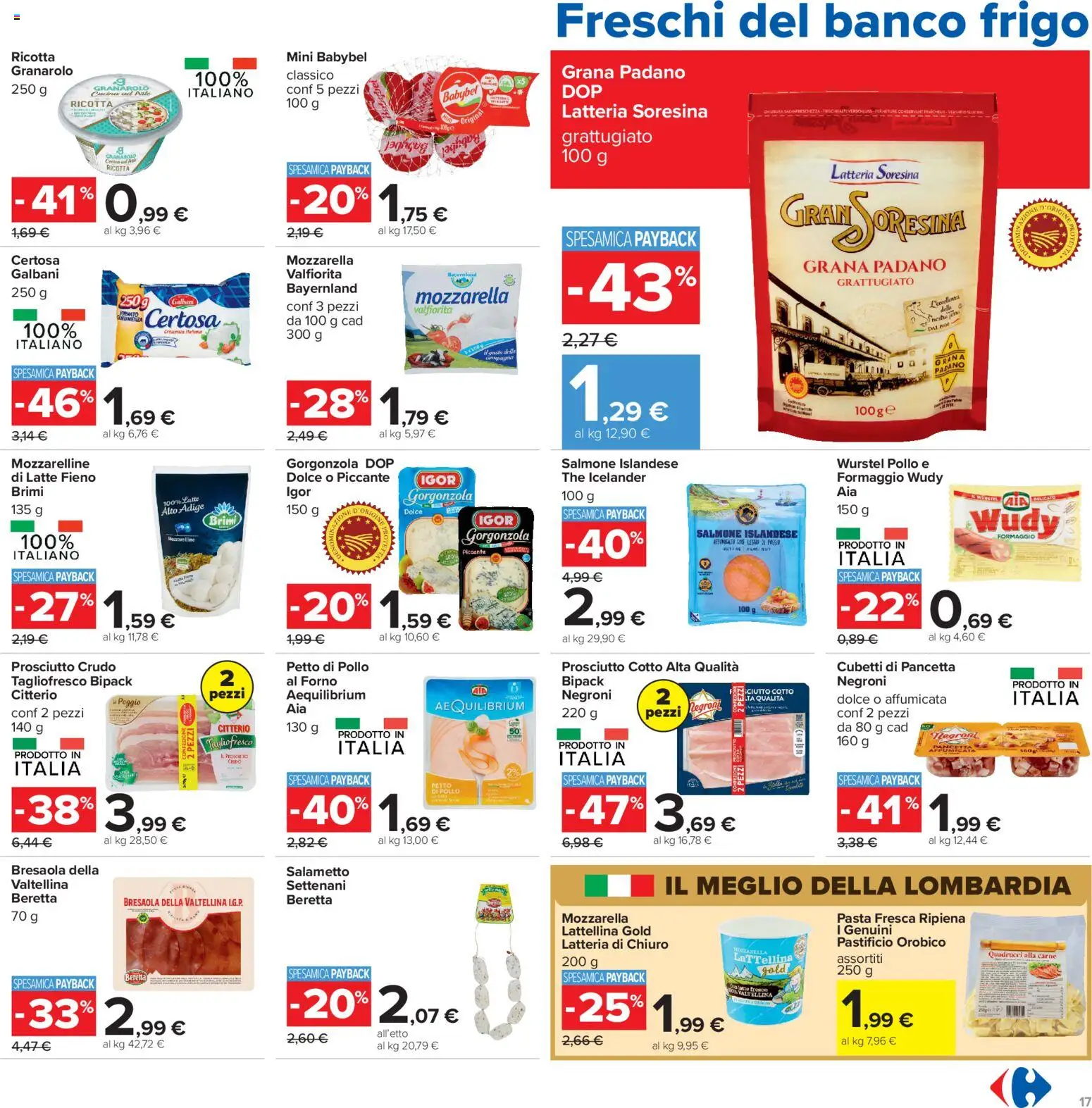 Volantino Carrefour del 15/09/2026 | Pagina: 17 | Prodotti: Pollo, Mozzarella, Wurstel, Ricotta