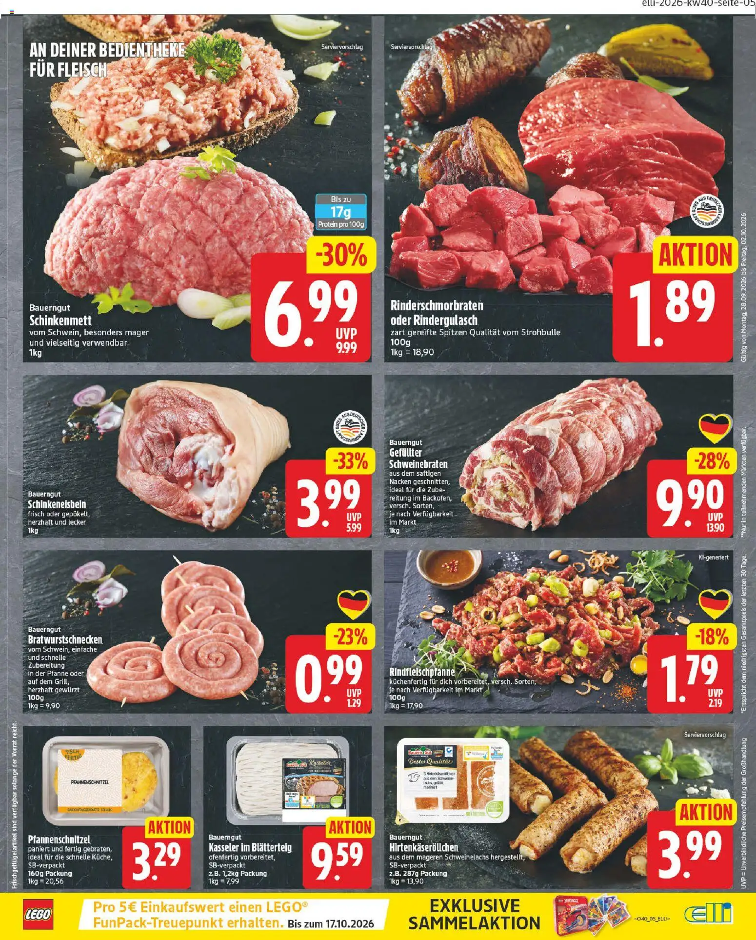 Elli Markt Prospekt – gültig ab 28.09.2026 | Seite: 5 | Produkte: Rindergulasch, Bauerngut, Fleisch