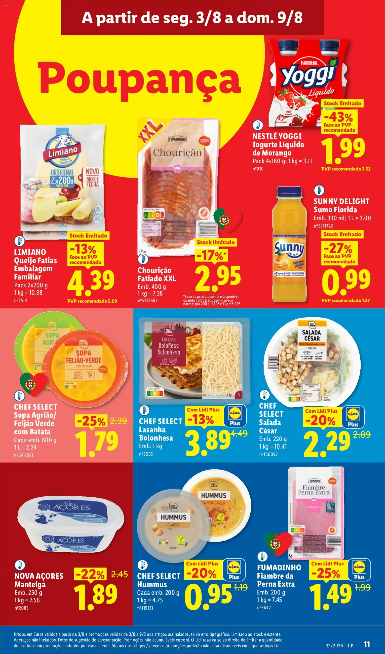 Lidl folheto │ válido de 03/08/2026 | Página: 11 | Produtos: Lasanha, Sopa, Manteiga, Nestlé