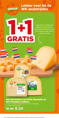 Klaverland van PLUS Noord-Hollandse Gouda 48+ stuk, Jonge, extra romige kaas, gemaakt van de eerste weidemelk van koeien die in het voorjaar weer buiten vers gras eten. - Voorbeeld van een folder van Plus, geldig van 10.06.2026 | Pagina: 32 | Producten: Kaas, Kan, Gouda